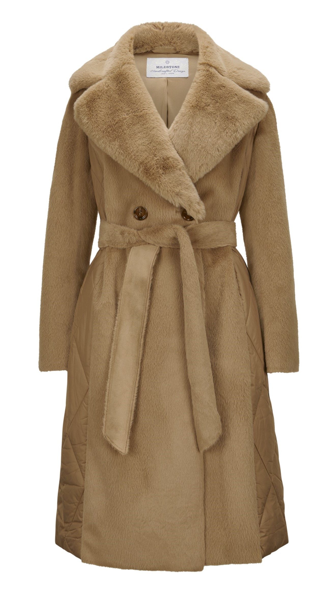 Milestone Fellimitatmantel MSAnthea 2-reihiger Mantel aus Kunstpelz-Stepp-M günstig online kaufen