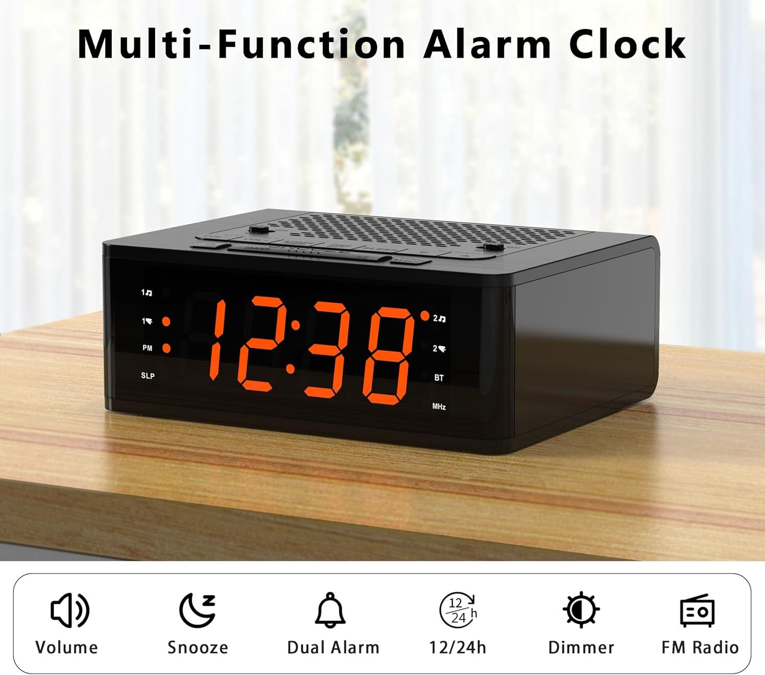 iTOMA Radiowecker Digitaler Bluetooth-Wecker mit FM-Radio, Dual-Alarm & LED-Anzeige Bluetooth, FM-Radio, Sleep-Timer, Dimmfunktion, modernes Design