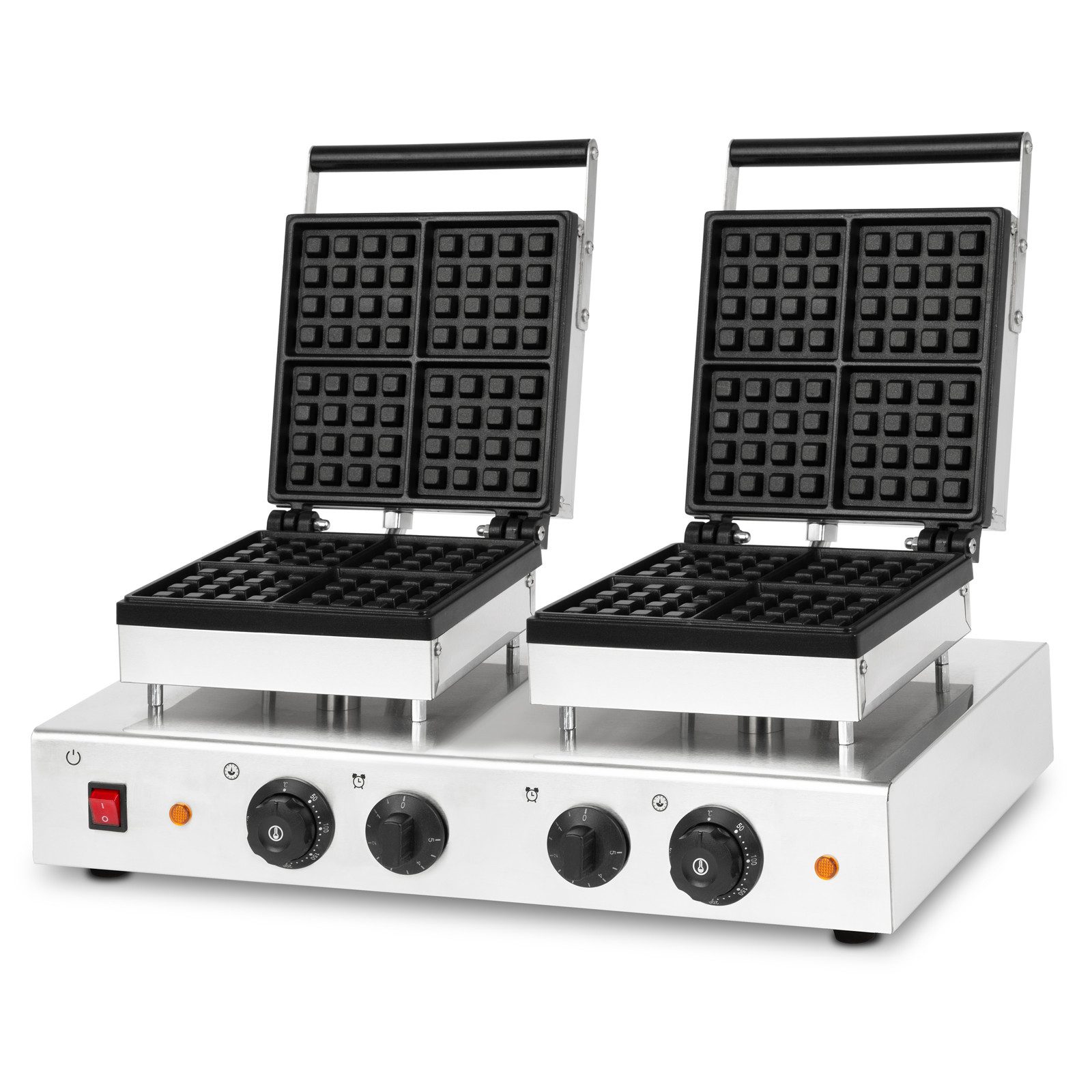 vertes Waffeleisen 8 Waffeln gleichzeitig 160 Stück pro Stunde, regelbar 0-300°C, 3200 W, teflonbeschichtet, Belgisches Waffeleisen, Edelstahlgehäuse