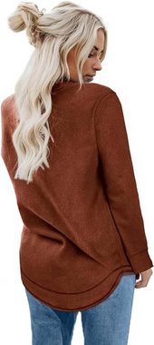 FIDDY 2-in-1-Pullover Damen Sweatshirt Pullover Basic Langarmshirt Oversize Rundhals Langarm
