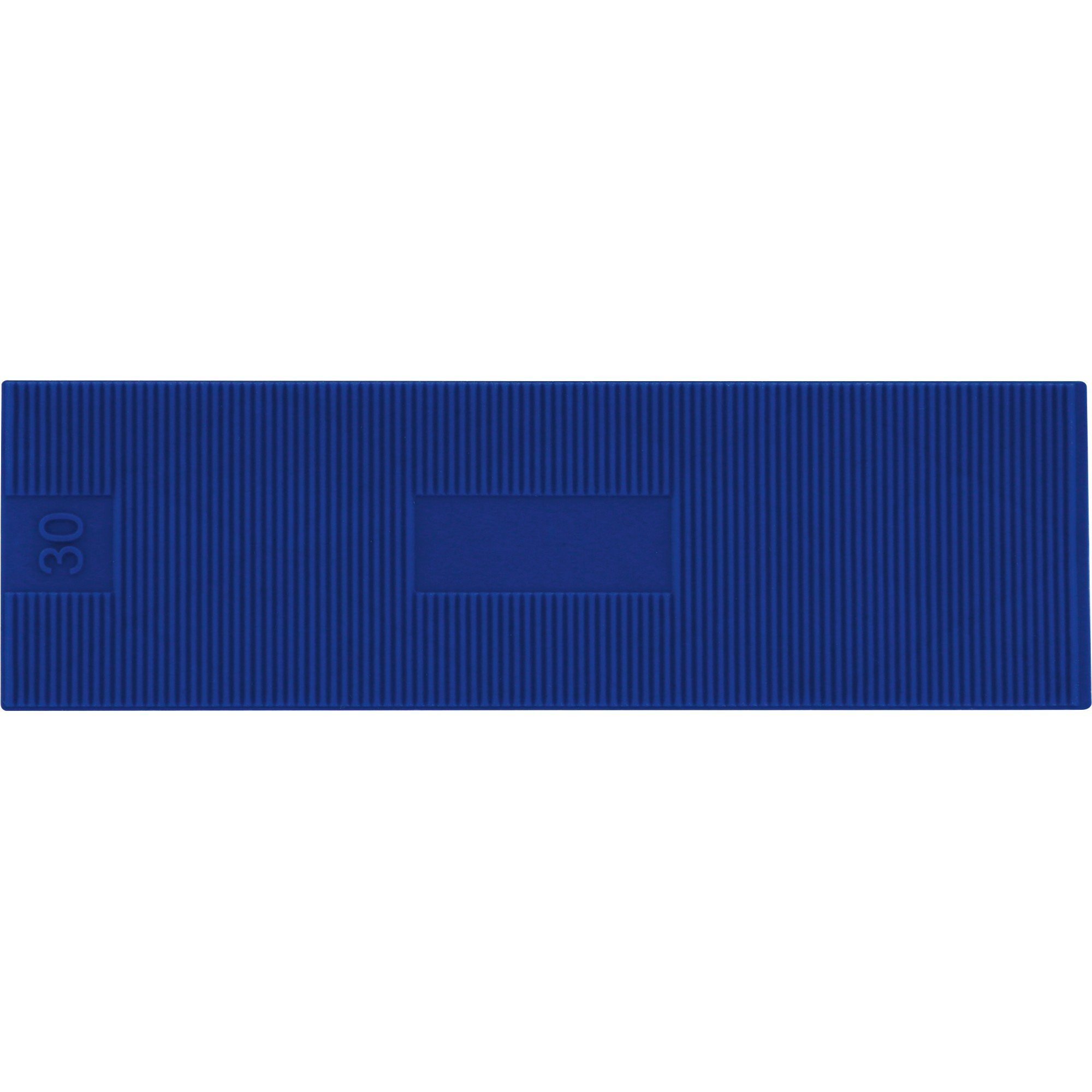 Triuso Verlegekeil PP Verglasungsklötze Montagekeile Unterlegplättchen 100 x 30mm blau, (70 Stück), hohe Tragfähigkeit - Druckfestigkeit 80 n/mm² | Keile