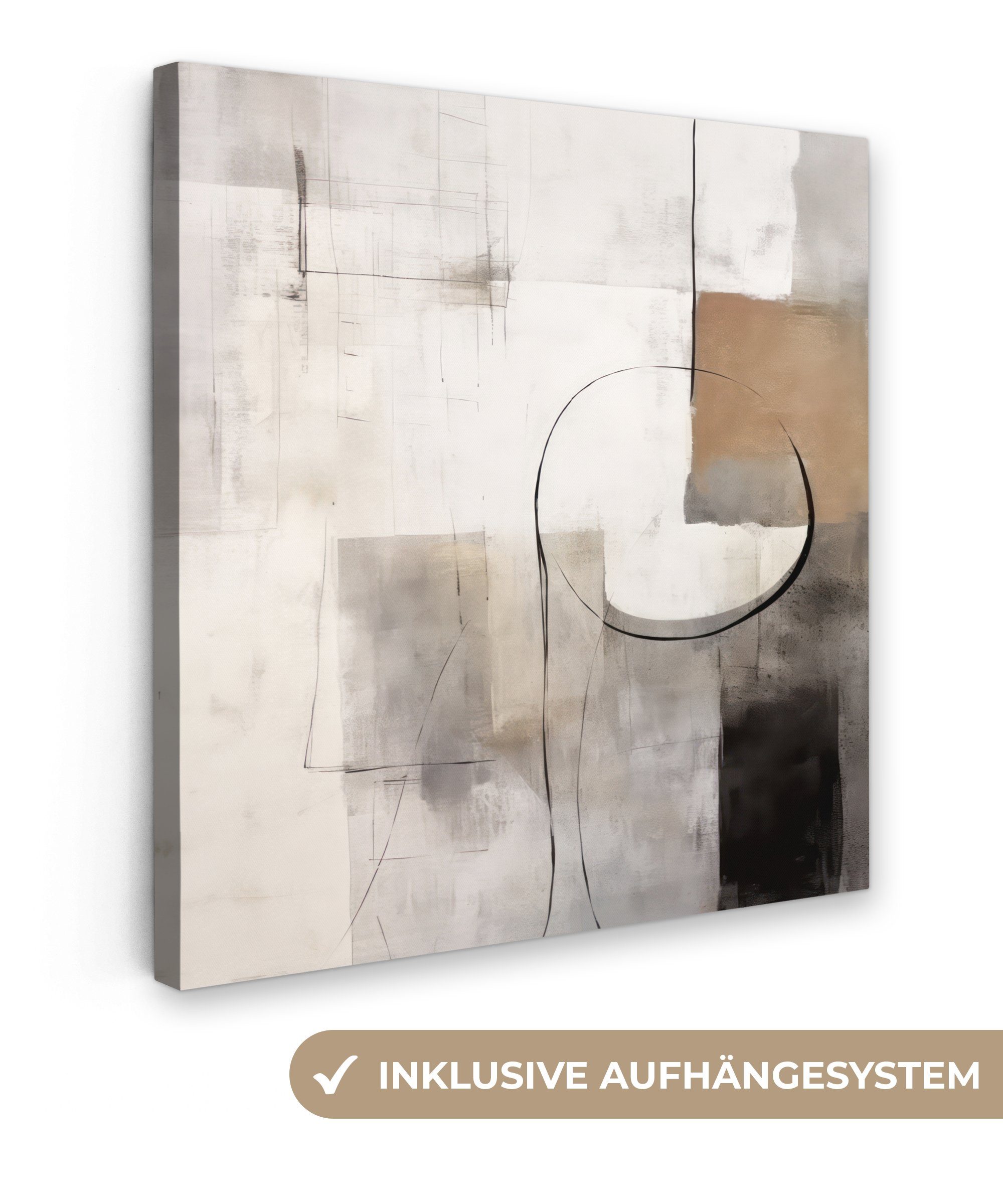 OneMillionCanvasses® Leinwandbild Abstrakte Kunst - Industriell - Weiß - Grau, (1 St), Leinwand Bilder für Wohnzimmer Schlafzimmer, 20x20 cm