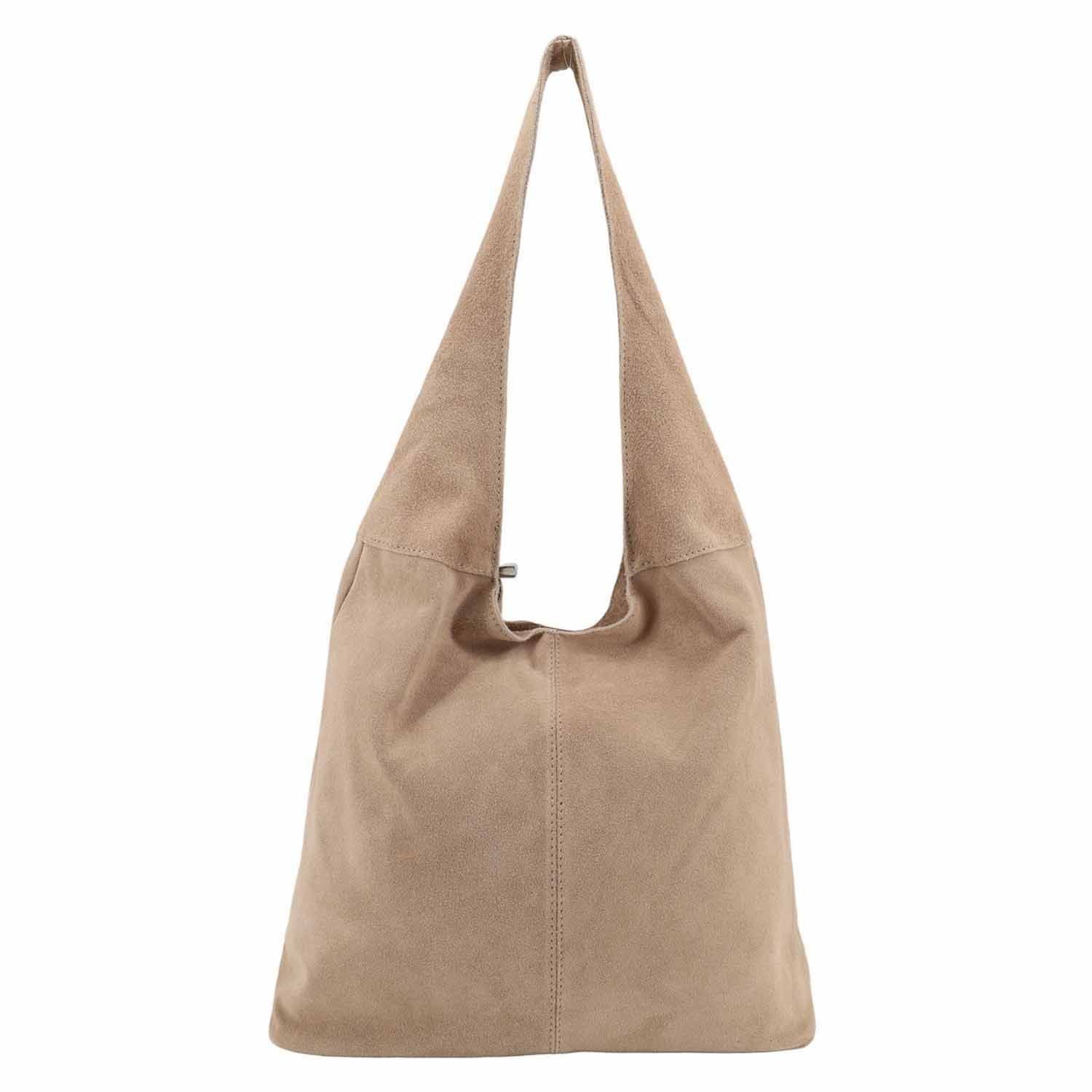 ITALYSHOP24 Shopper Made in Italy XL Damen echtes Leder Tasche Hobo Bag Schultertasche, Wildleder Umhängetasche Workbag Businesstasche Beuteltasche City Bag