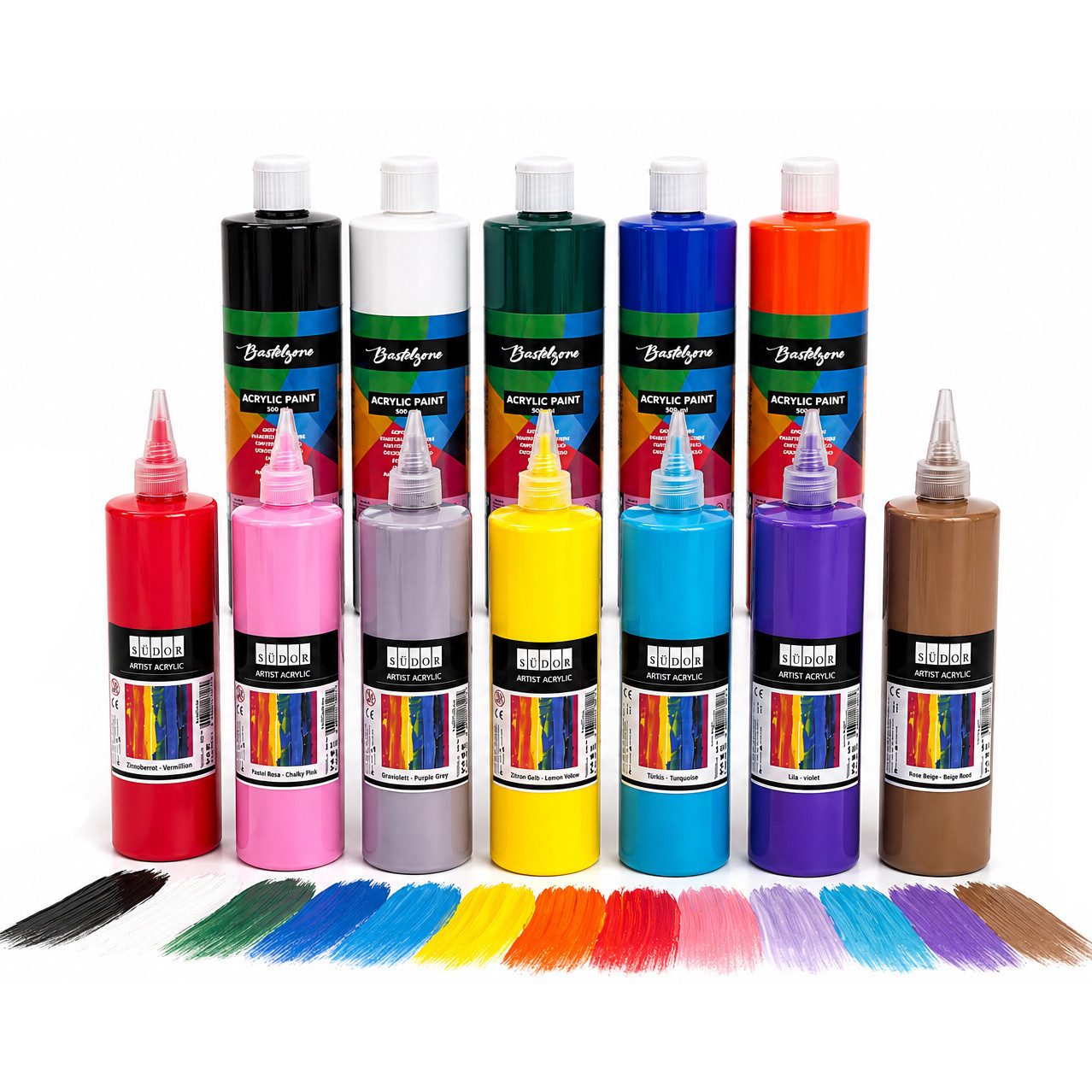Greenpoint Acrylfarbe Acrylfarben-Set 12/24 x500 ml – Hoch deckend, matt, für Pouring & mehr