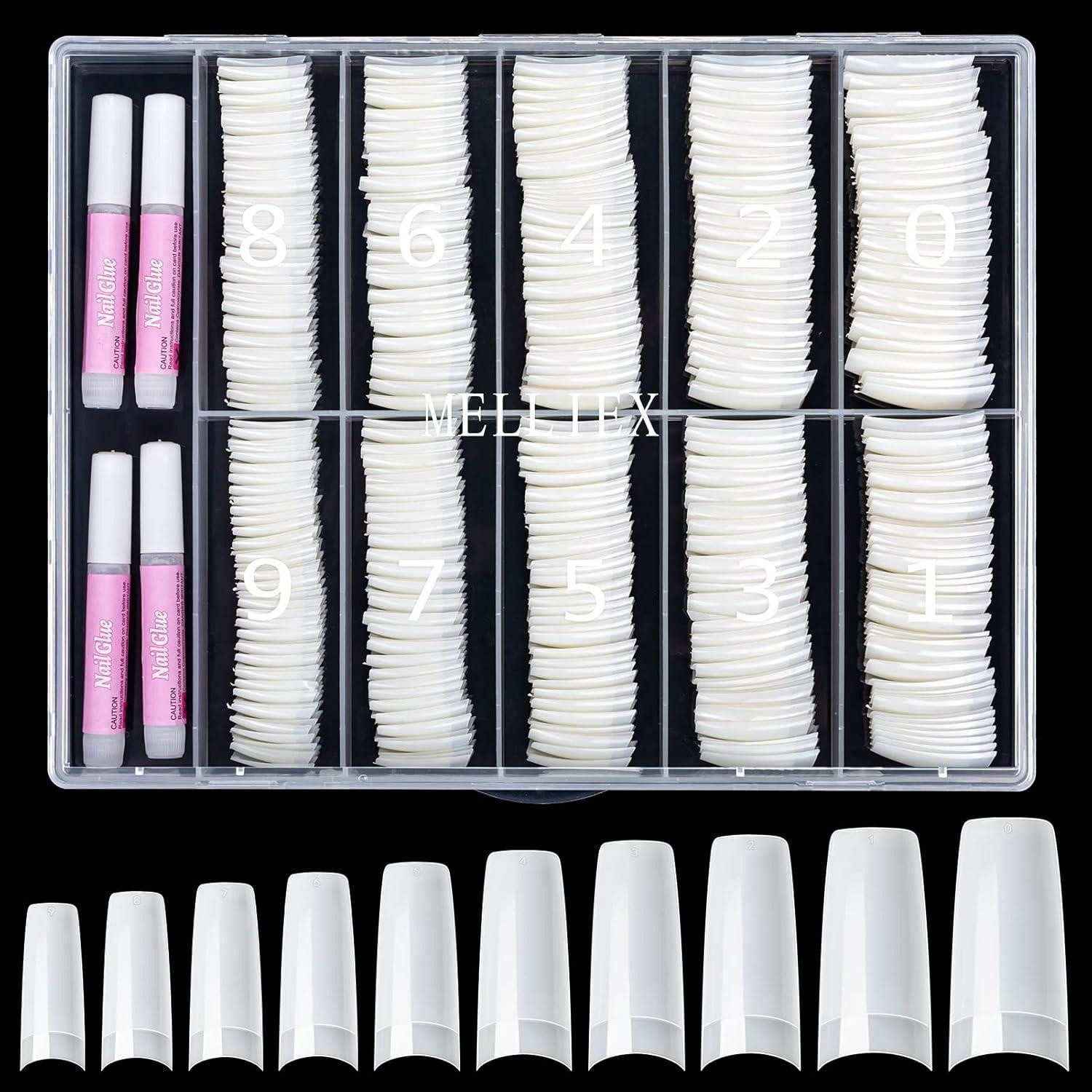 LuxusKollektion Kunstfingernägel Nageltips 500 French Acryl Nagelspitzen Set Kleber Natur