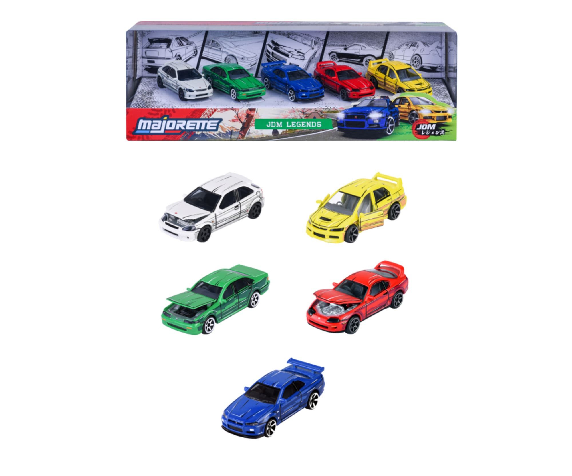 majORETTE Spielzeug-Auto Majorette JDM Legends Anime 5 Pieces Giftpack