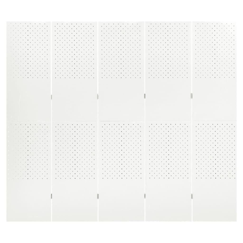 200x180 Spanische cm Raumteiler vidaXL Raumteiler Trennwand Wand Sta 5-tlg Paravent Weiß