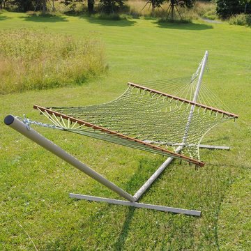 HOPLO Stabhängematte Deluxe Hängematte grün 3-fach geflochtenem Polyester Seil wetterfest, Wetterfestes Material