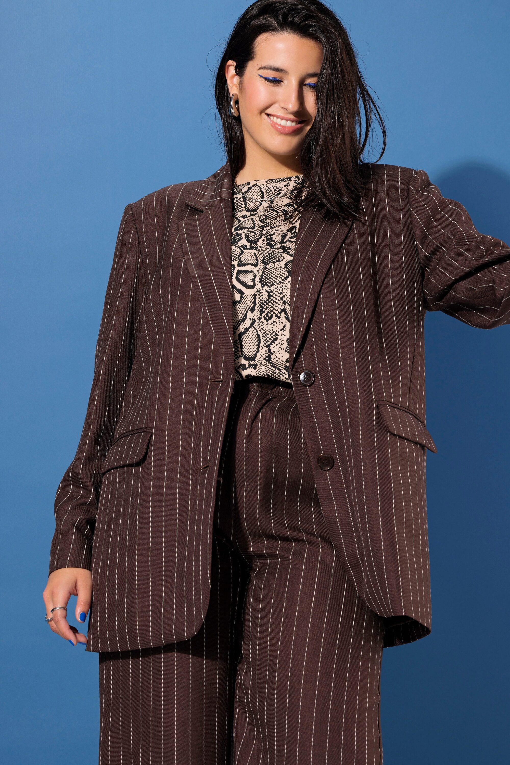 Studio Untold Blusenblazer Blazer oversized Nadelstreifen Schimmer