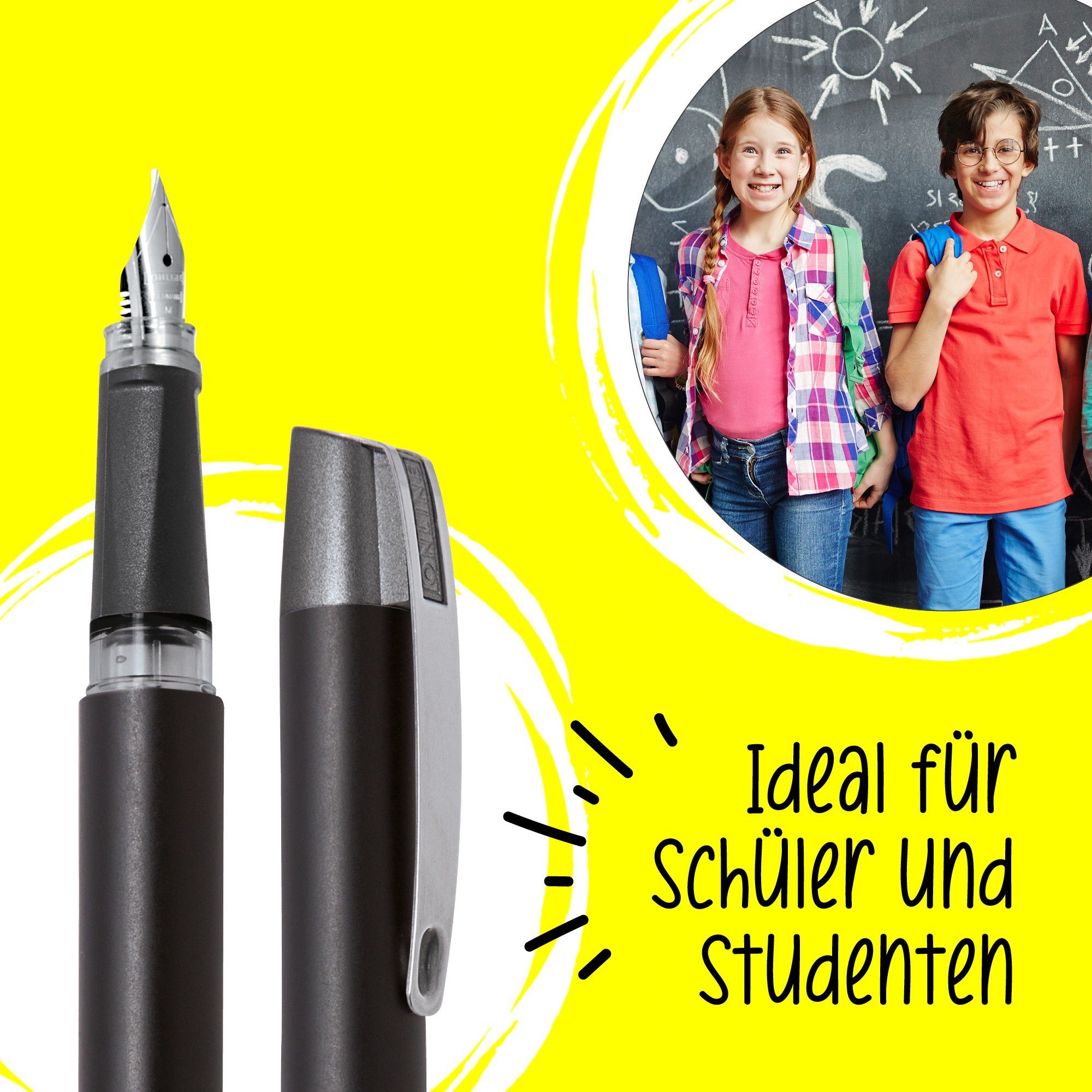 Online Pen Füller Campus Schwarz die ideal in hergestellt Deutschland ergonomisch, für Schule, Füllhalter