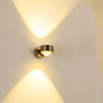 hofstein Wandleuchte »Berga« LED Wandlampe aus Metall/Glas in Nickel-matt, 3000 Kelvin, mit Lichtkegel, 600 Lumen, Innen. Up&Down-Effekt, geeignet