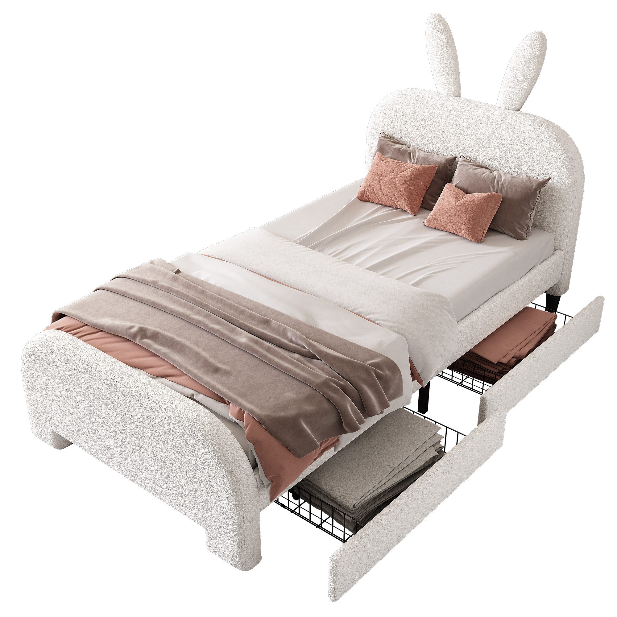 Flieks Polsterbett, Kinderbett Einzelbett 90x200cm, Kaninchenform günstig online kaufen