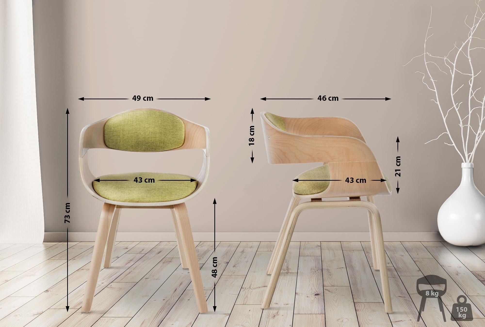 CLP Esszimmerstuhl Kingston Stoff (2er Set, günstig online kaufen