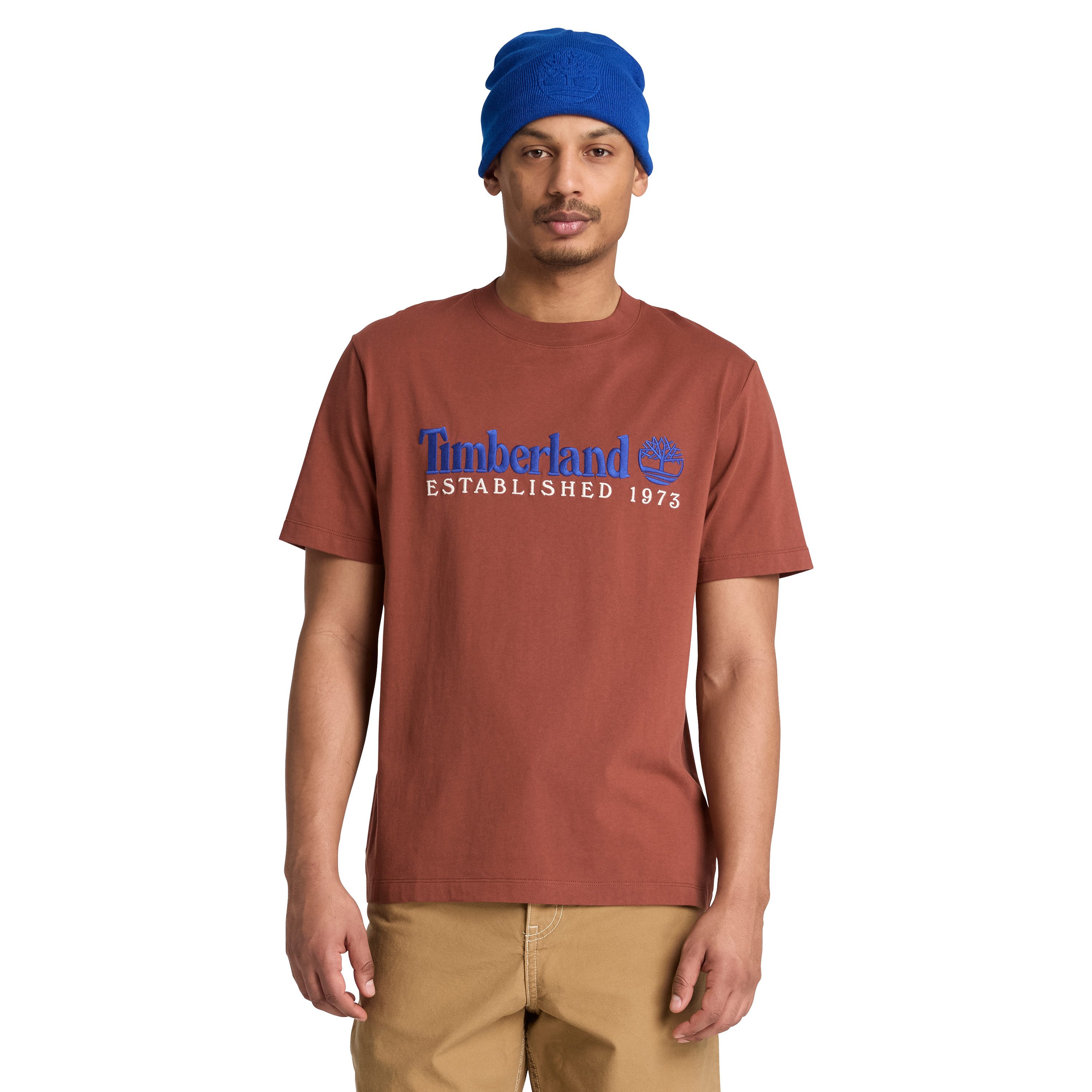 Timberland T-Shirt ESTABLISHED 1973 - SS Embroidered Tee Kurzarm, mit Rundhalsausschnitt, aus Baumwolle, normale Schnittform