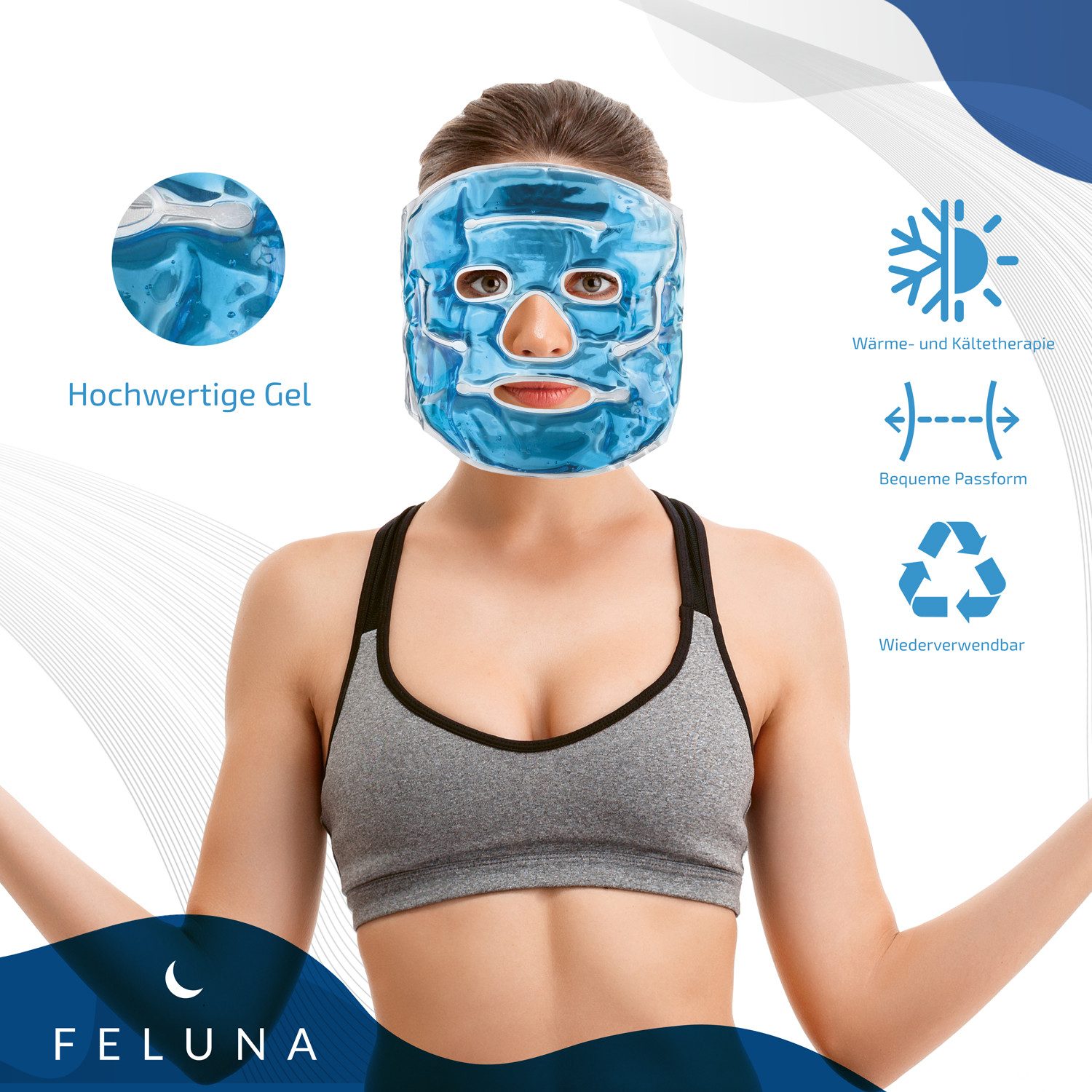 Feluna Gesichtsmaske FELUNA Gel Kühlmaske für Augen-Entspannungs & Kältetherapie Maske Kühlmaske, Entspannungsmaske Kühlende Maske