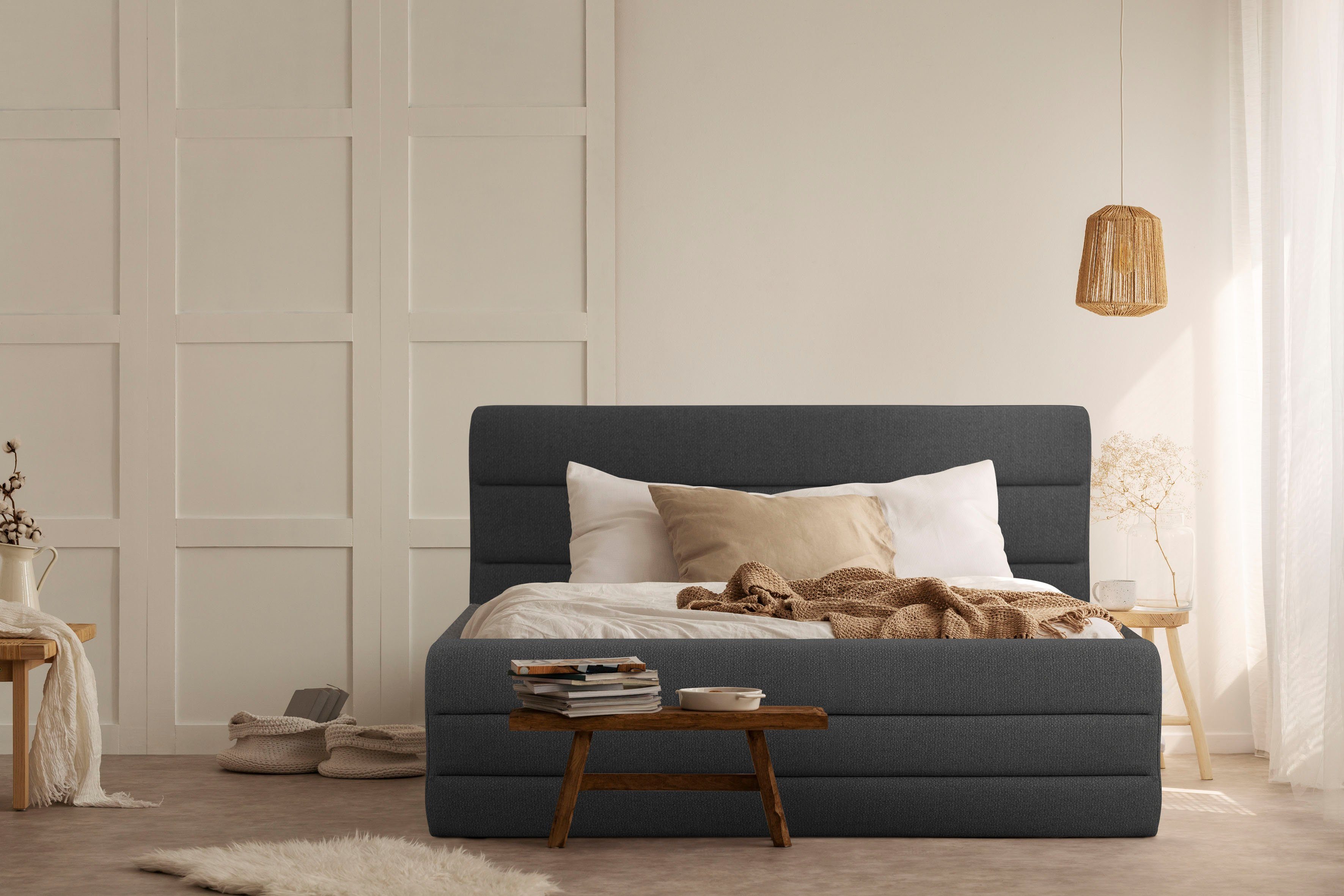 Home affaire Polsterbett Merrit, Quernaht im Kopf- und Fußteil, in 5 Breiten, auch in 220 cm Länge