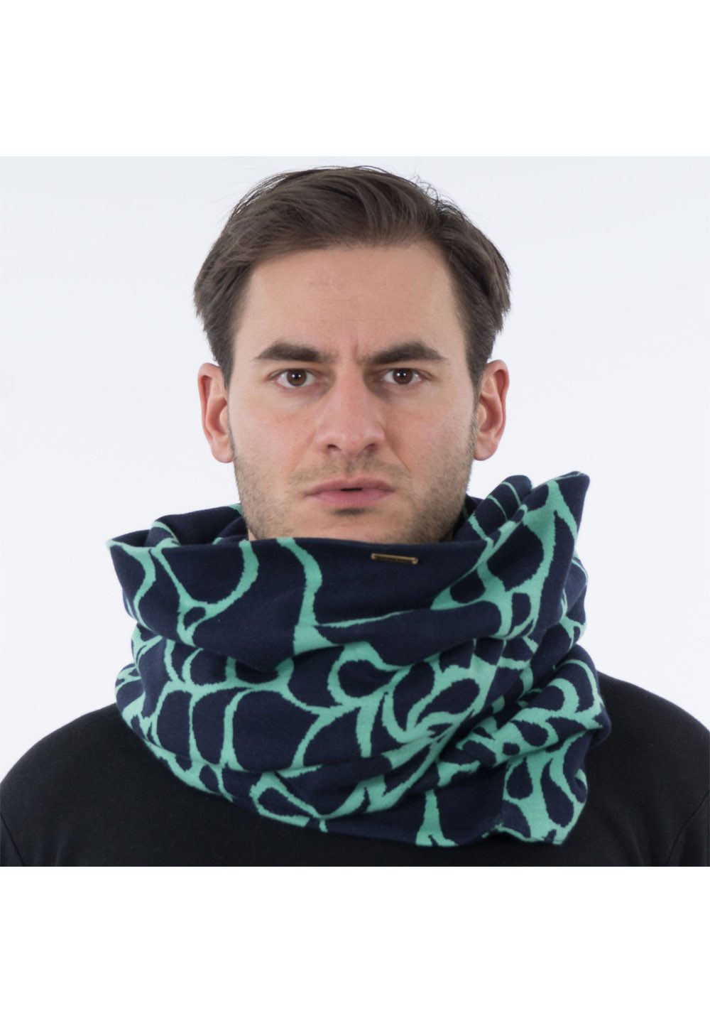 Chapati Loop, Loop Schal aus Interlock Jaquard und Samt Mint Water