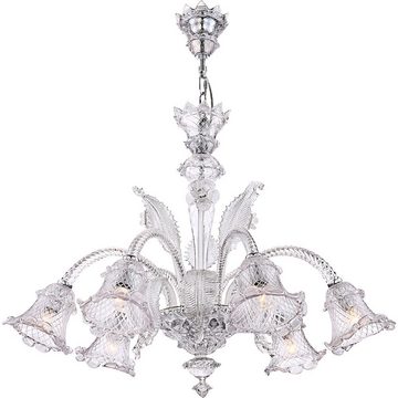 Globo Kronleuchter, Leuchtmittel nicht inklusive, Kronleuchter Hängelampe Luster Glas Wohnzimmerlampe Blüten H 125 cm