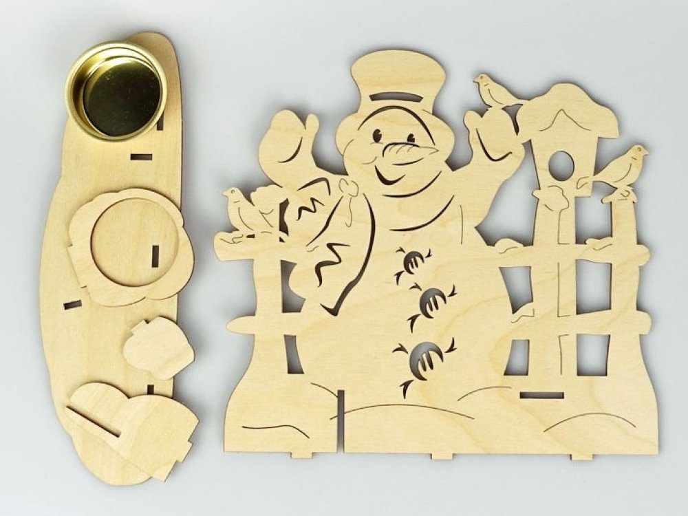 DeColibri Kreativset Bastelset Basteln Weihnachten Holz Schneemann, (Bastelset), Made in Germany, aus Holz, bemalbar