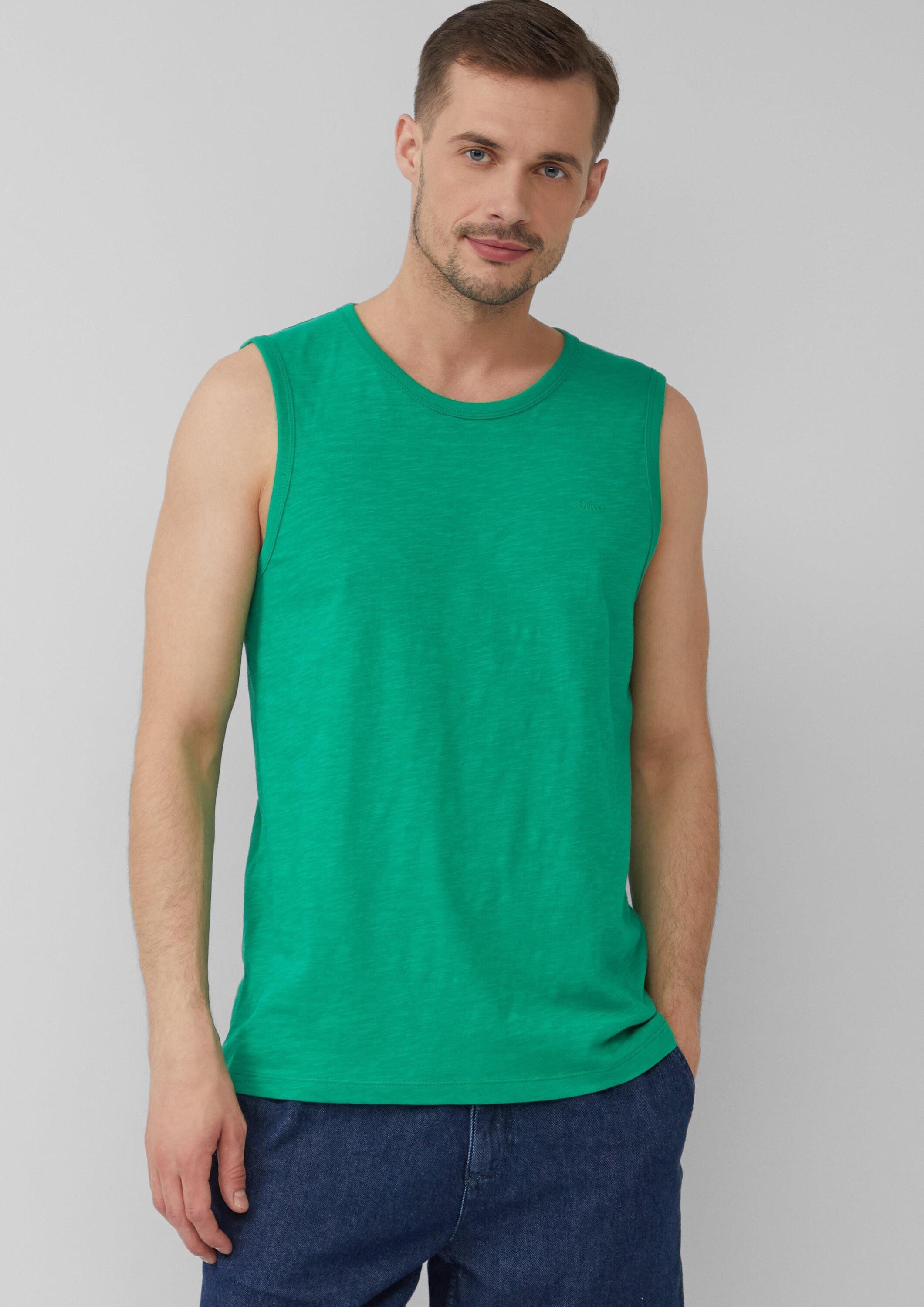 s.Oliver Muskelshirt T-Shirt Baumwoll-Tanktop mit Flammgarnstruktur günstig online kaufen