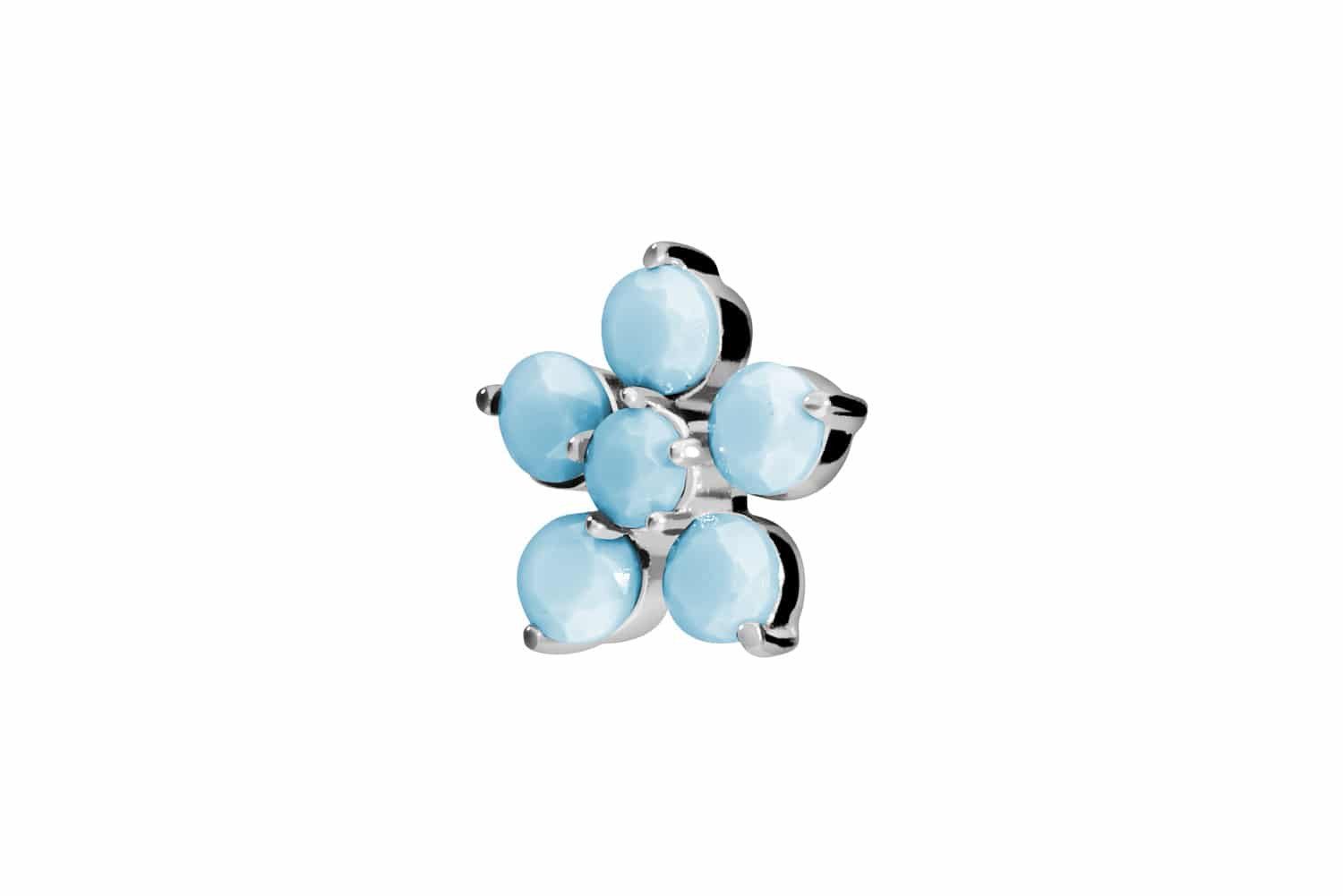 PIERCINGLINE Piercing-Set Titan Schraubaufsatz mit Außengewinde BLUME + SYNTHETISCHE TÜRKISE (Schraub-Aufsätze, 1-tlg)