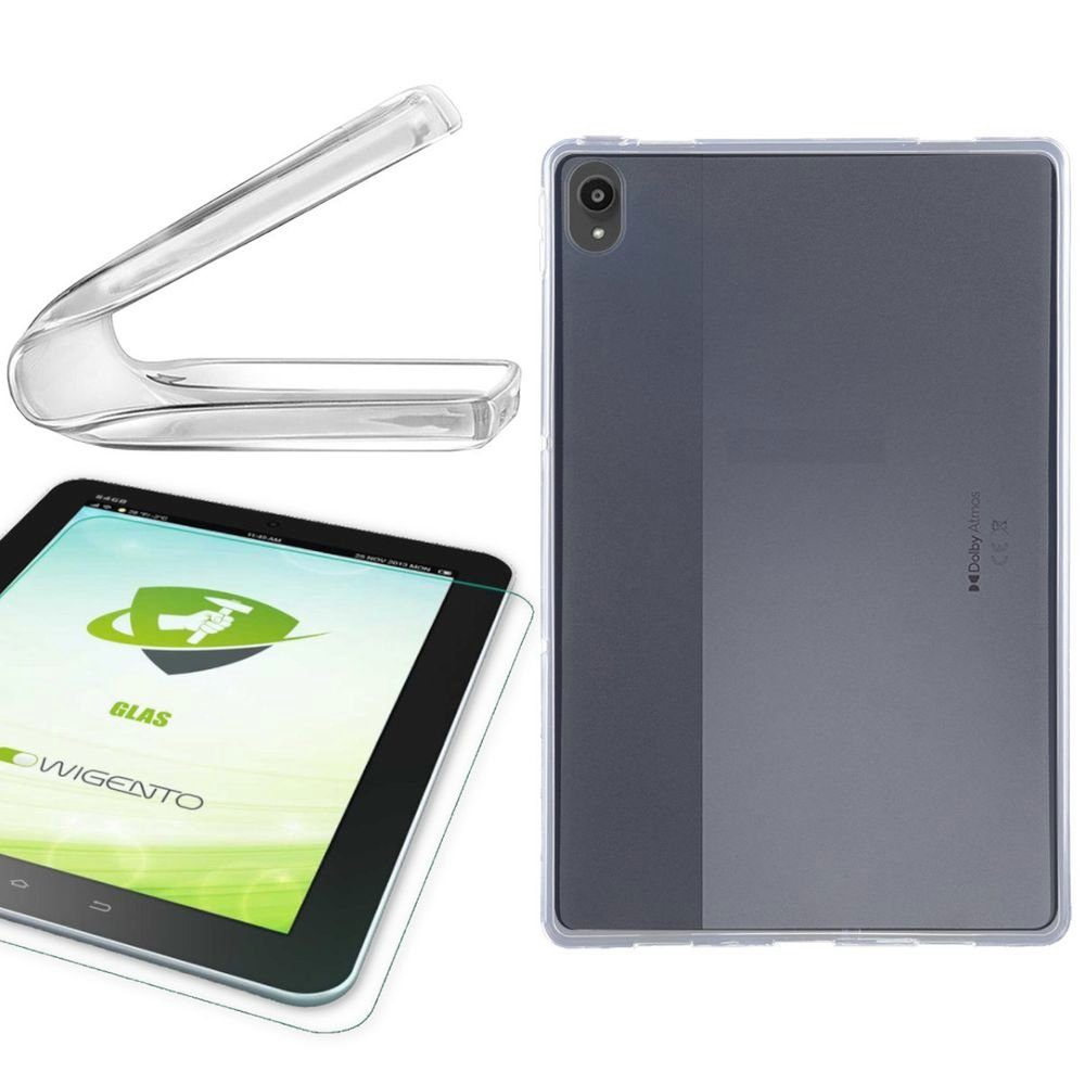 Wigento Tablet-Hülle Für Lenovo Tab P11 11.0 Zoll TB-J606F Transparent  Hülle Tablet Tasche Cover + H9 Hart Glas