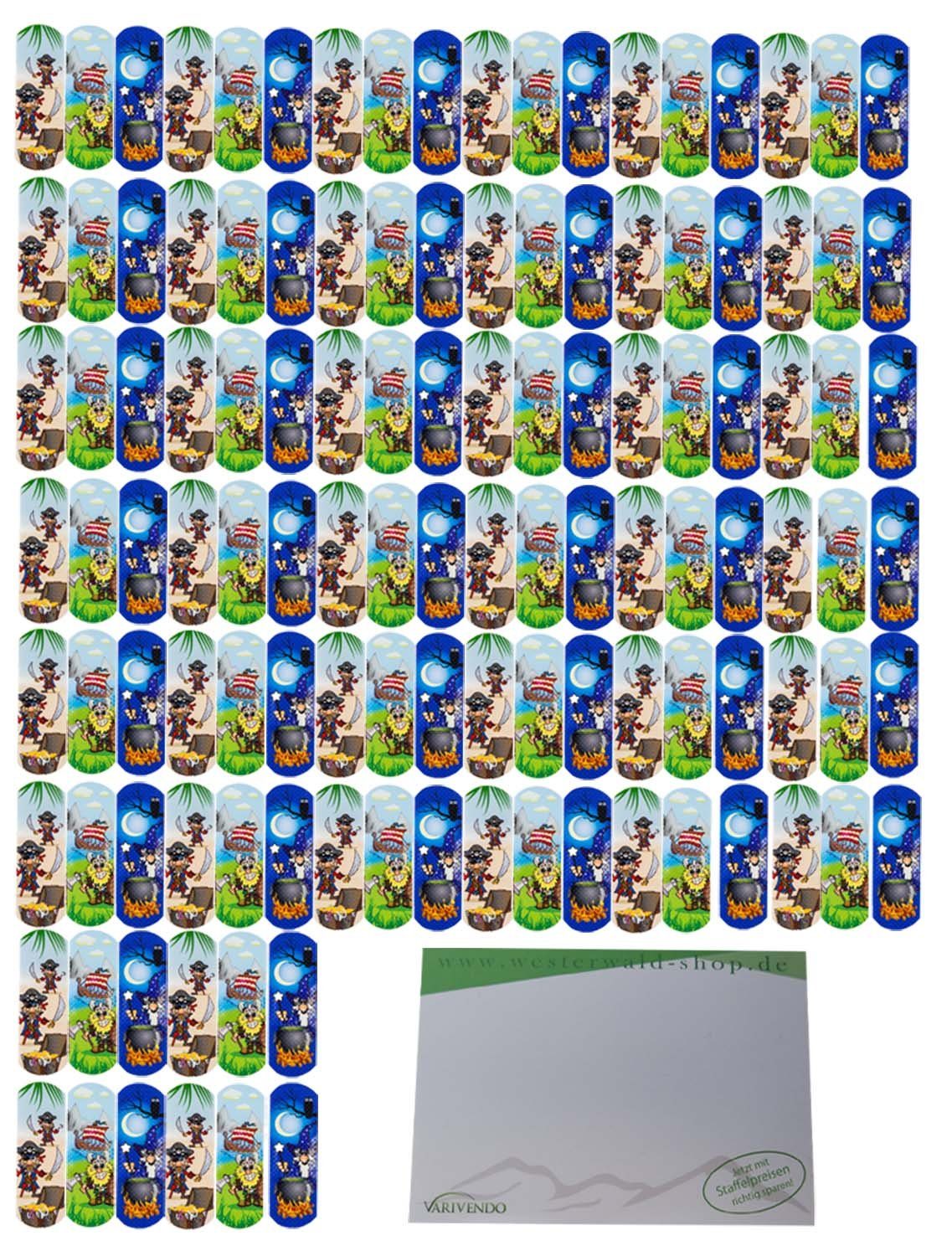 varivendo Wundpflaster varivendo Notizblock + 120 Stück FIGO Kinder-Pflaster "Abenteurer" (Set, 120 St., Kinderpflaster), Kinder Bunte Kindpflaster Pflasterbriefchen