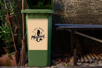 MuchoWow Wandsticker Meerjungfrau - Zaubersprüche - Beige (1 St), Mülleimer-aufkleber, Mülltonne, Sticker, Container, Abfalbehälter