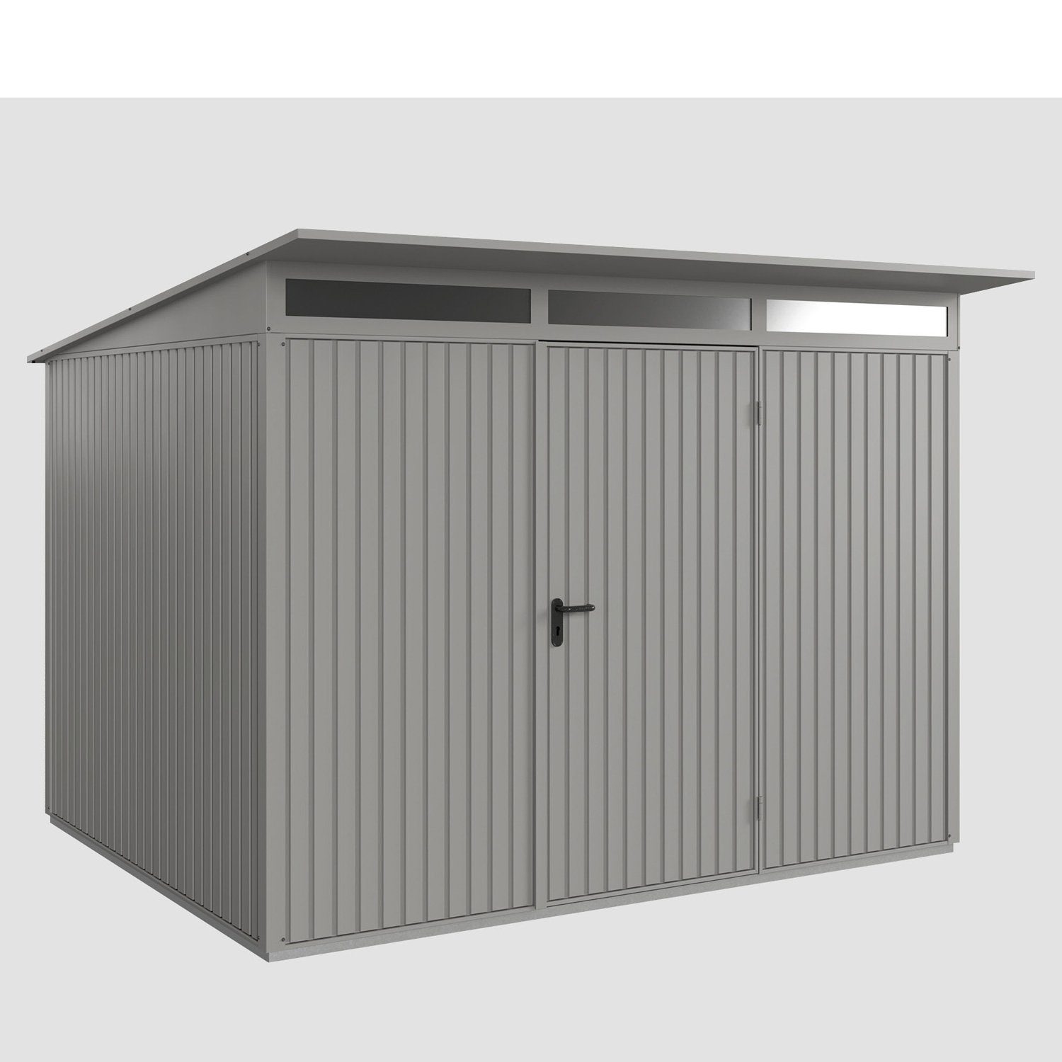 Hörmann Ecostar Gerätehaus Metall-Gerätehaus Trend mit Pultdach Typ 3, 1-flüglige Tür graualuminium