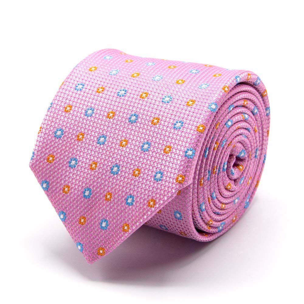 BGENTS Krawatte Seiden-Jacquard Krawatte mit Blüten-Muster Breit (8cm) Rosa