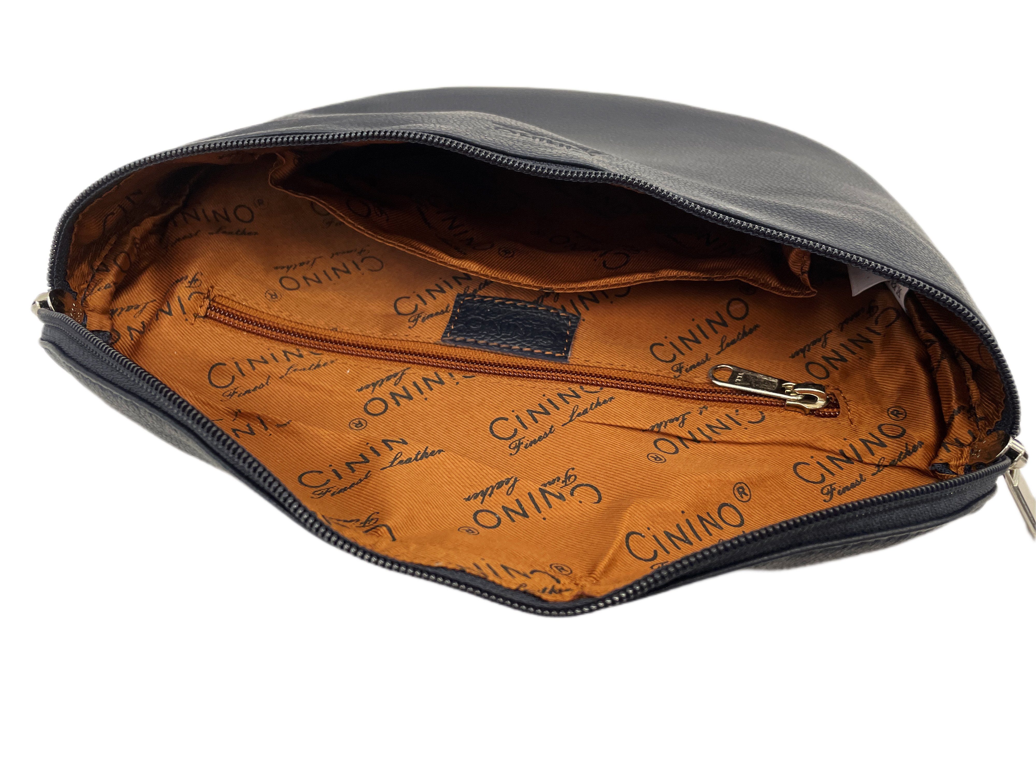 Bauchtasche Handtasche abnehmbaren PINA, Ledertasche mit Lederriemen Schwarz Cinino