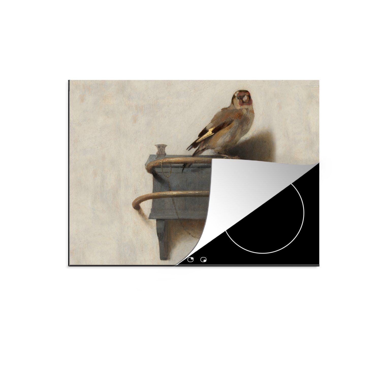 MuchoWow Herdblende-/Abdeckplatte Stieglitz - Alter Meister - Carel Fabritius, Vinyl, (1 tlg), 71x52 cm, Induktionskochfeld Schutz für die küche, Ceranfeldabdeckung