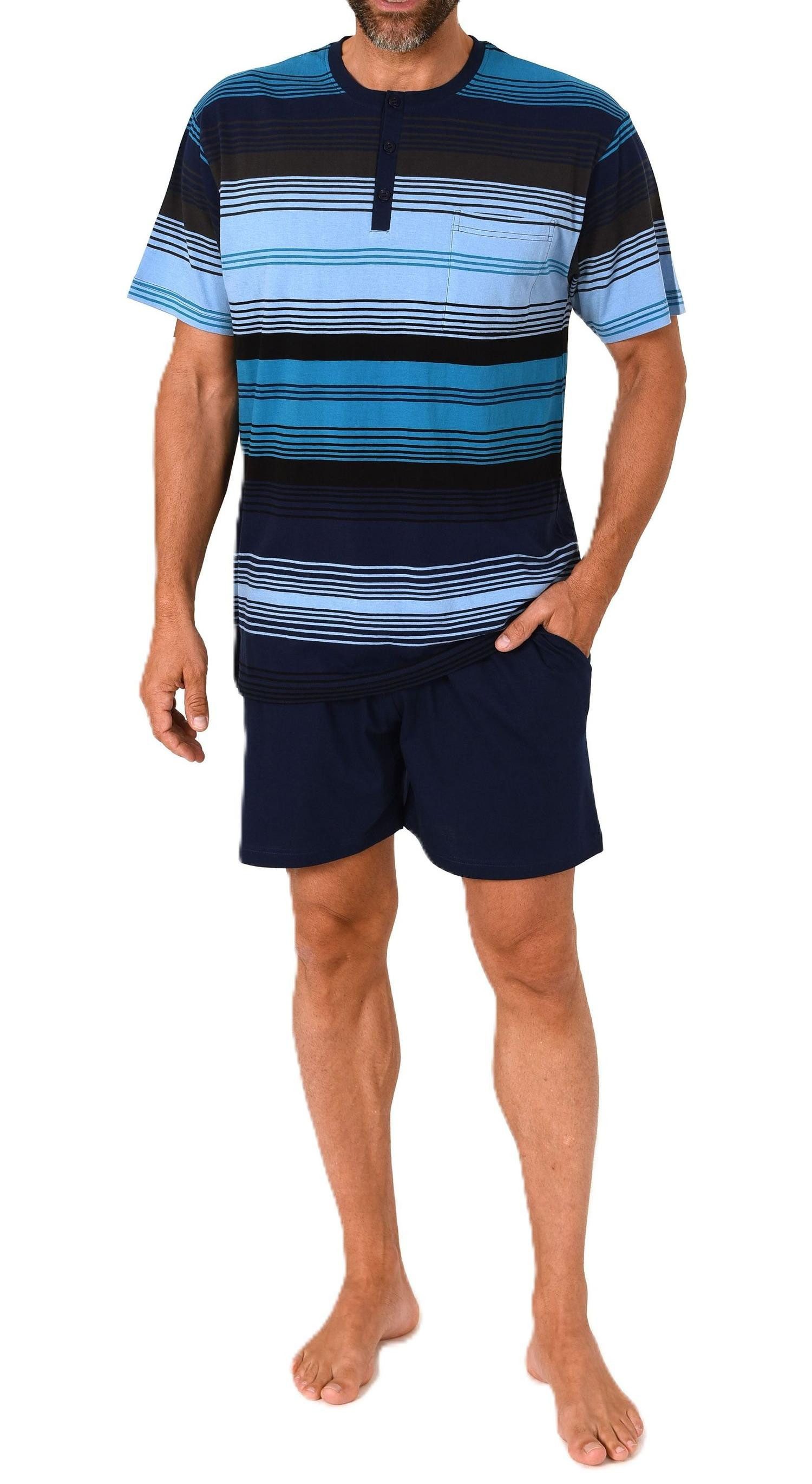 Normann Pyjama Normann Herren kurzarm Schlafanzug Shorty mit Knopfleiste am Hals