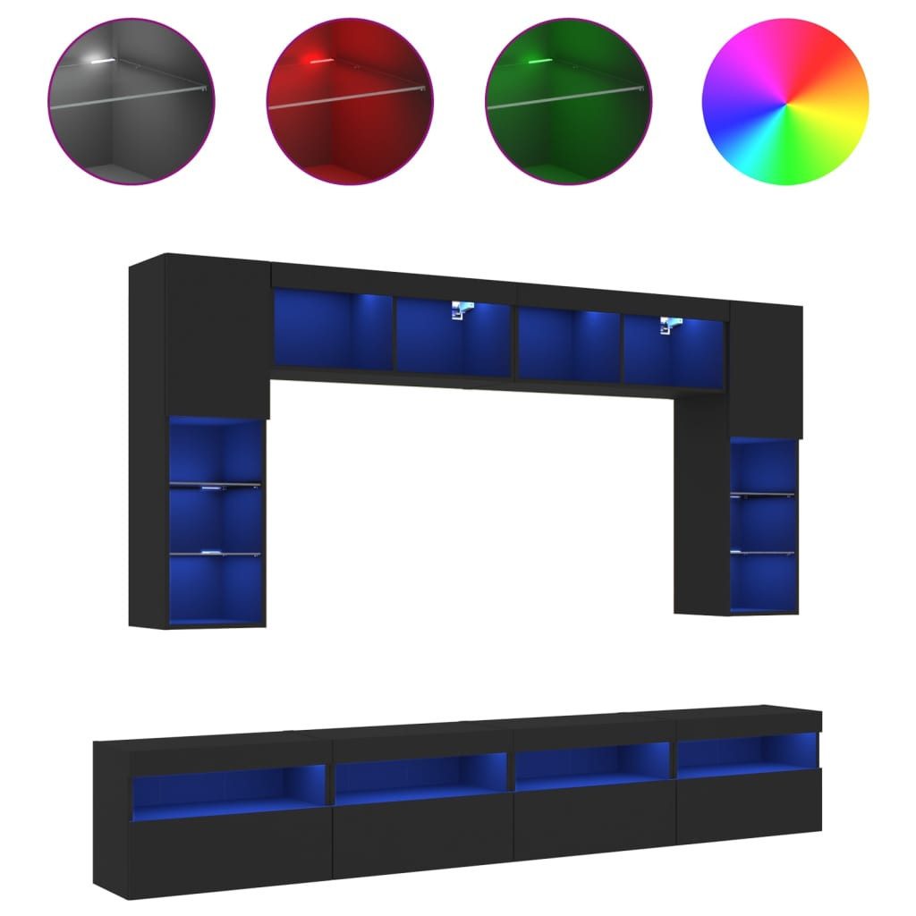 vidaXL TV-Wand 8-tlg. TV-Wohnwand mit LED-Leuchten günstig online kaufen