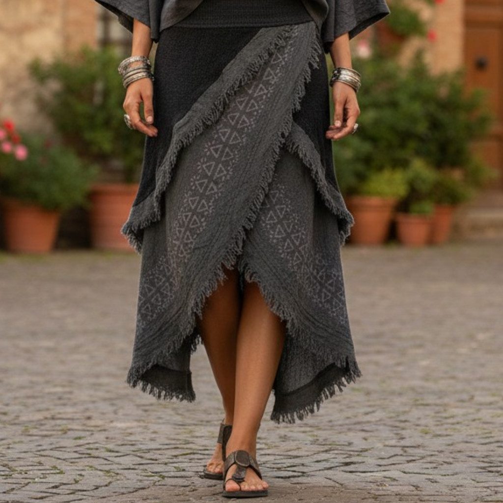 Guru-Shop Minirock Goa Wickelrock, Tribal Lagenlook Rock, Boho.. alternative Bekleidung