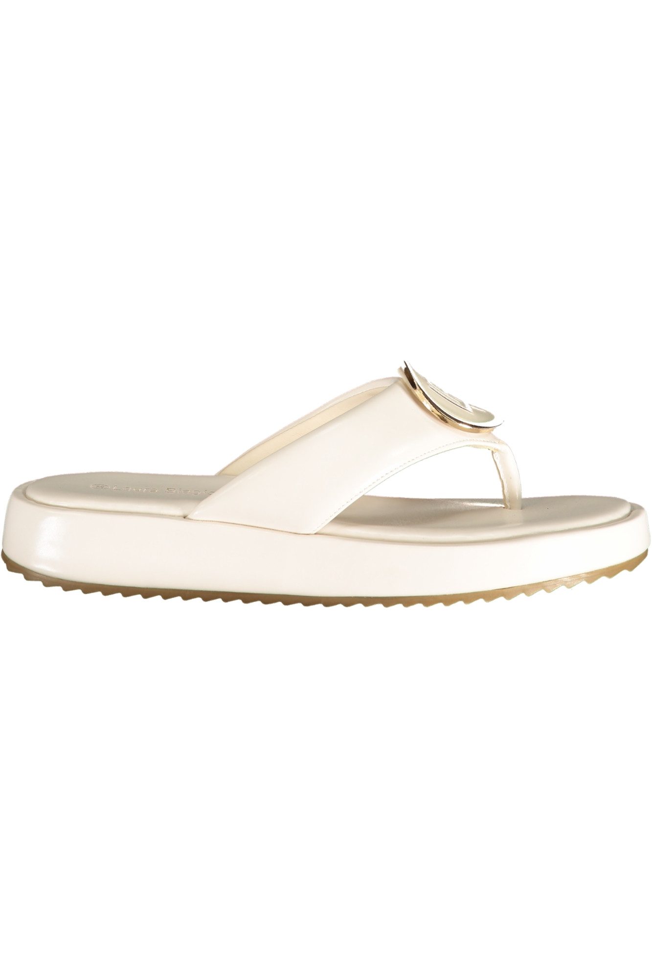 Laura Biagiotti Zehentrenner Weiße Damen-Zehensandalen mit Logo – Stilvoll