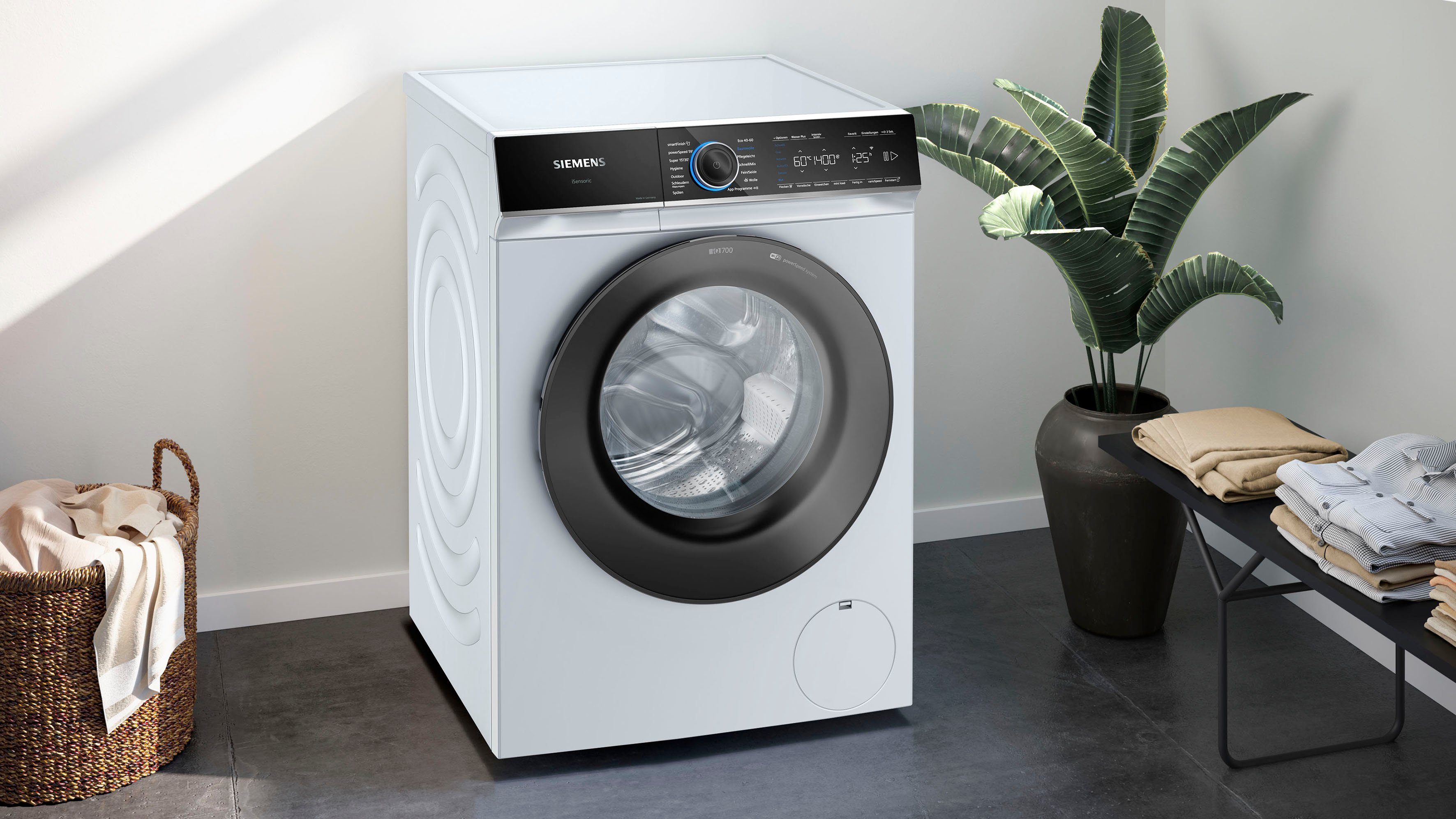 SIEMENS Waschmaschine iQ700 WG44B2040, 9 kg, 1400 U/min, Made in Germany, Knitter-Programm smartFinish, Mini load, Antiflecken