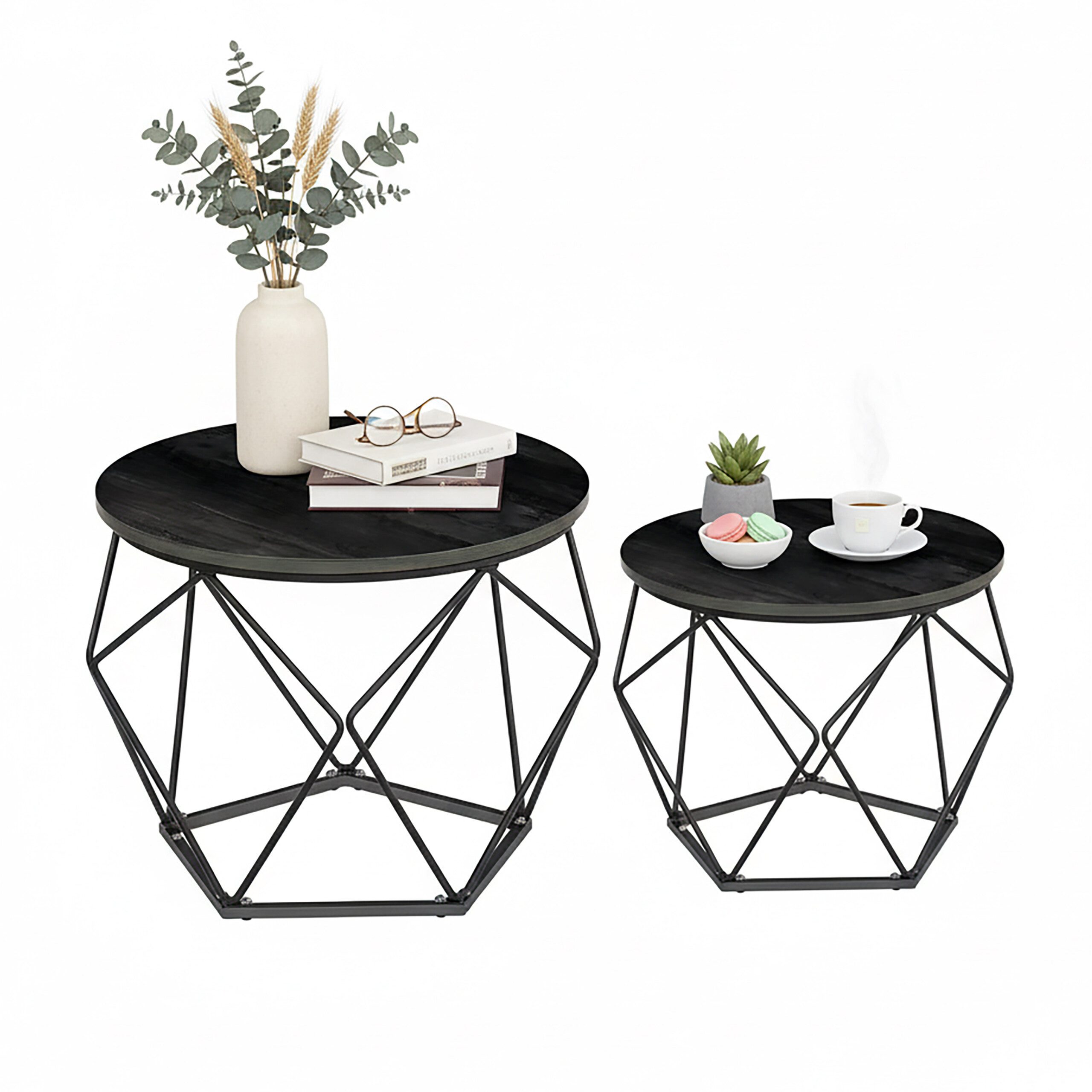 relaxdays Couchtisch 2er Set (2-teiliges Set), Schwarz-Schwarz günstig online kaufen
