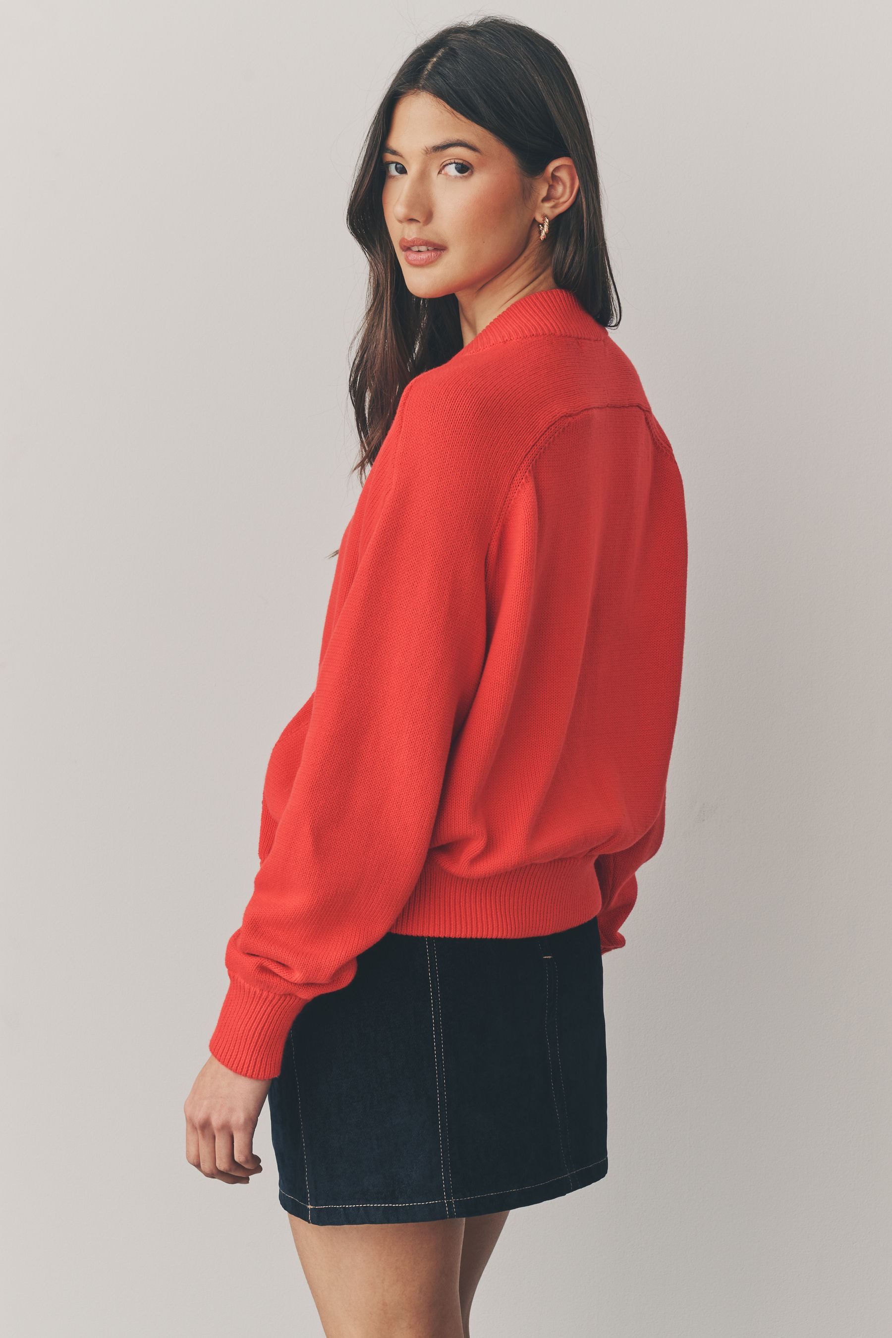 Next Strickjacke Bomberjacke aus 100 % Baumwollstrick günstig online kaufen