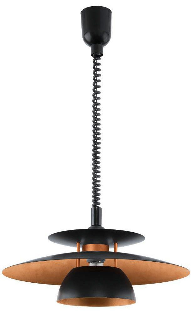 EGLO Hängeleuchte BRENDA Pendellampe, E27, Kunststoff und Stahl, Esszimmerlampe, Lampe, ohne Leuchtmittel, Hängeleuchte, Esszimmer, H110 x Ø43 cm, schwarz, kupfer, 1X60W exkl.