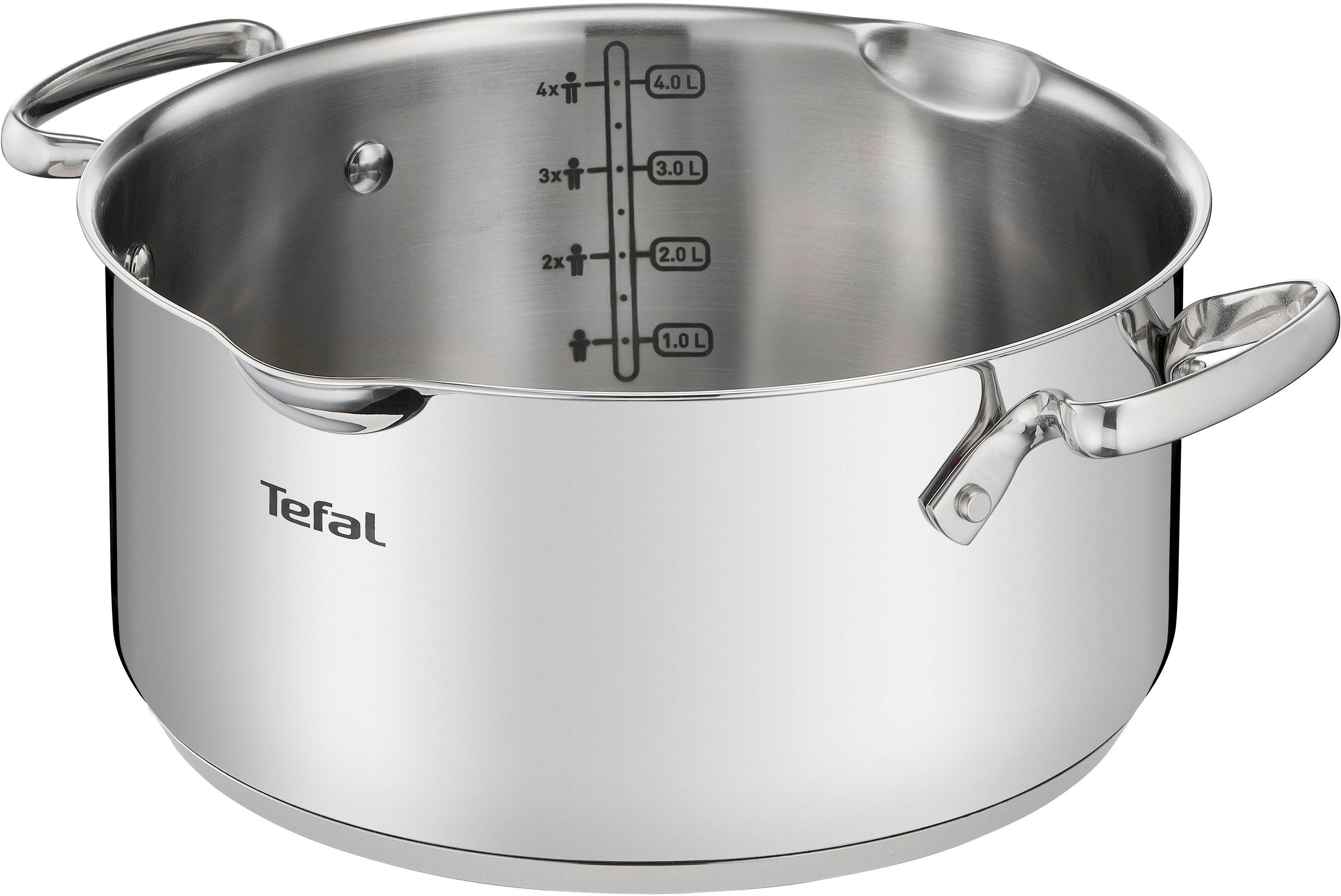 Tefal Topf-Set G719S7_K2323S74 Duetto+ Ice Force, Edelstahl (Set, 10-tlg., Kasserolle 16 cm, Töpfe mit Deckel 16/20/24 cm), rostfreier Edelstahl, Deckel m. Abgi – Bild 3 von 5