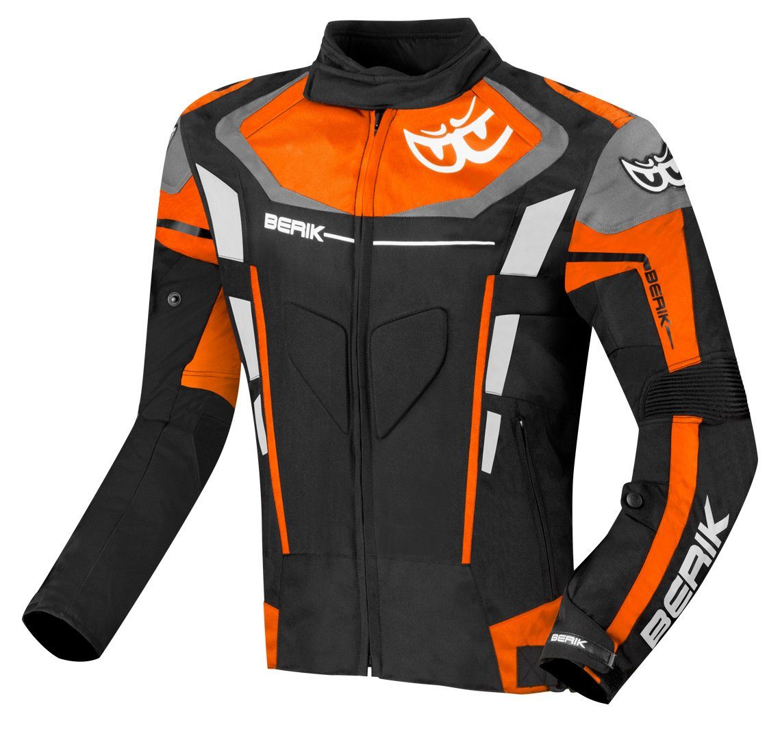 Berik Motorradjacke Torino Evo Black/Orange wasserdichte Motorrad Textiljacke