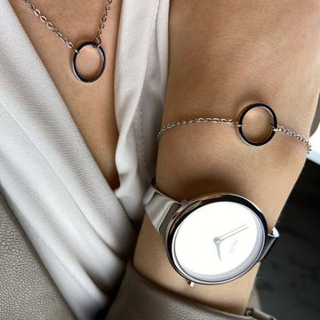 M&M Armband Armband Damen gold Kreis Fine Line (1-tlg), deutsche Qualität, inkl. edles Schmucketui