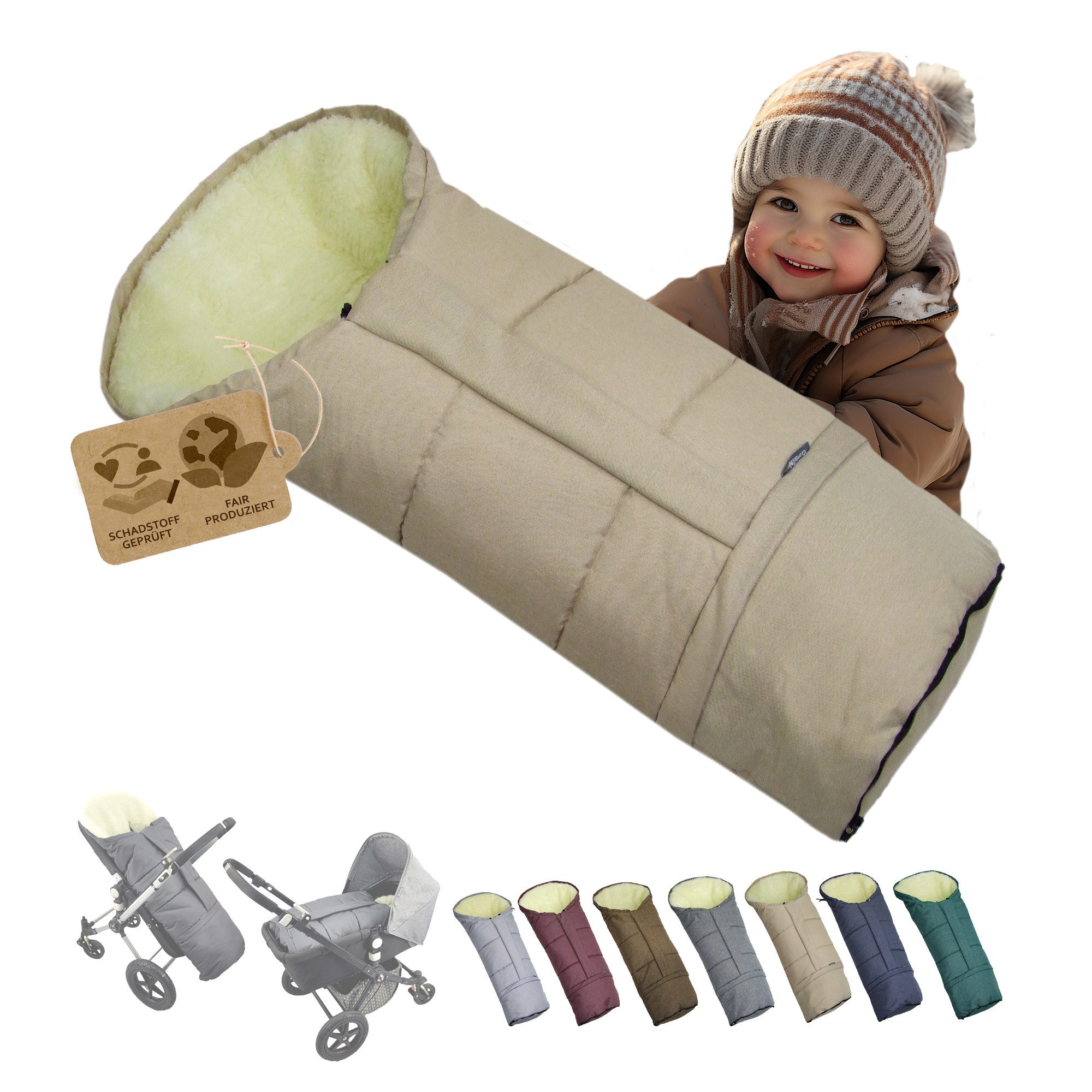 BambiniWelt by Rafael K. Fußsack Winterfußsack Fußsack für Kinderwagen Buggy mumienform Wolle MELIERT, universal für Kinderwagen, Buggy, Jogger, Schlitten