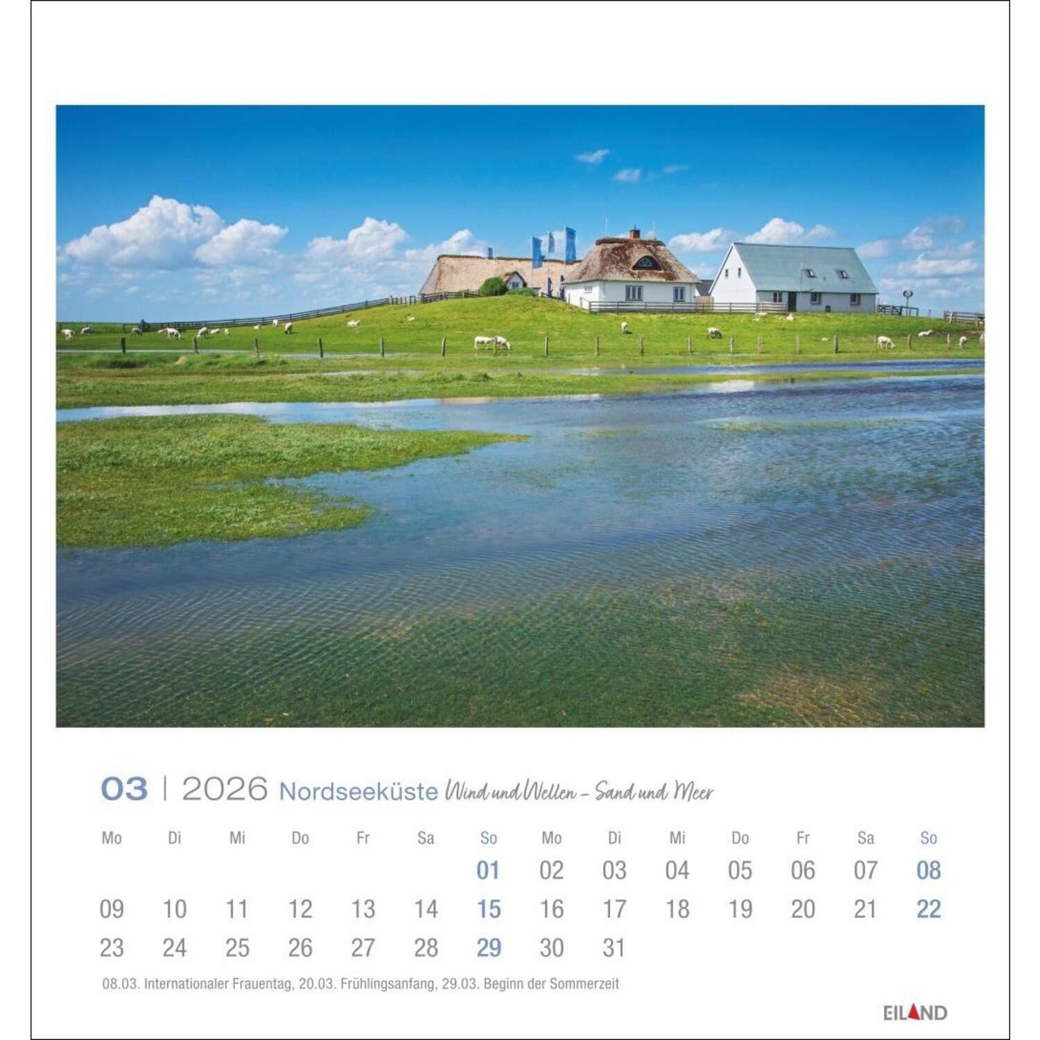 Wandkalender Nordseeküste Postkartenkalender 2026 - Wind und Wellen - Sand und Meer
