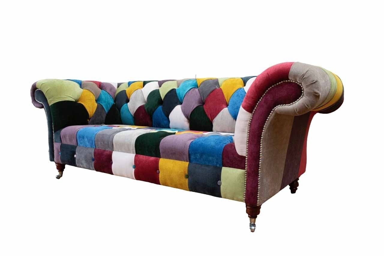 JVmoebel Sofa Sofa Chesterfield Design Sitz Polster Mehrfarbig Buntes Textil, Europe in Made