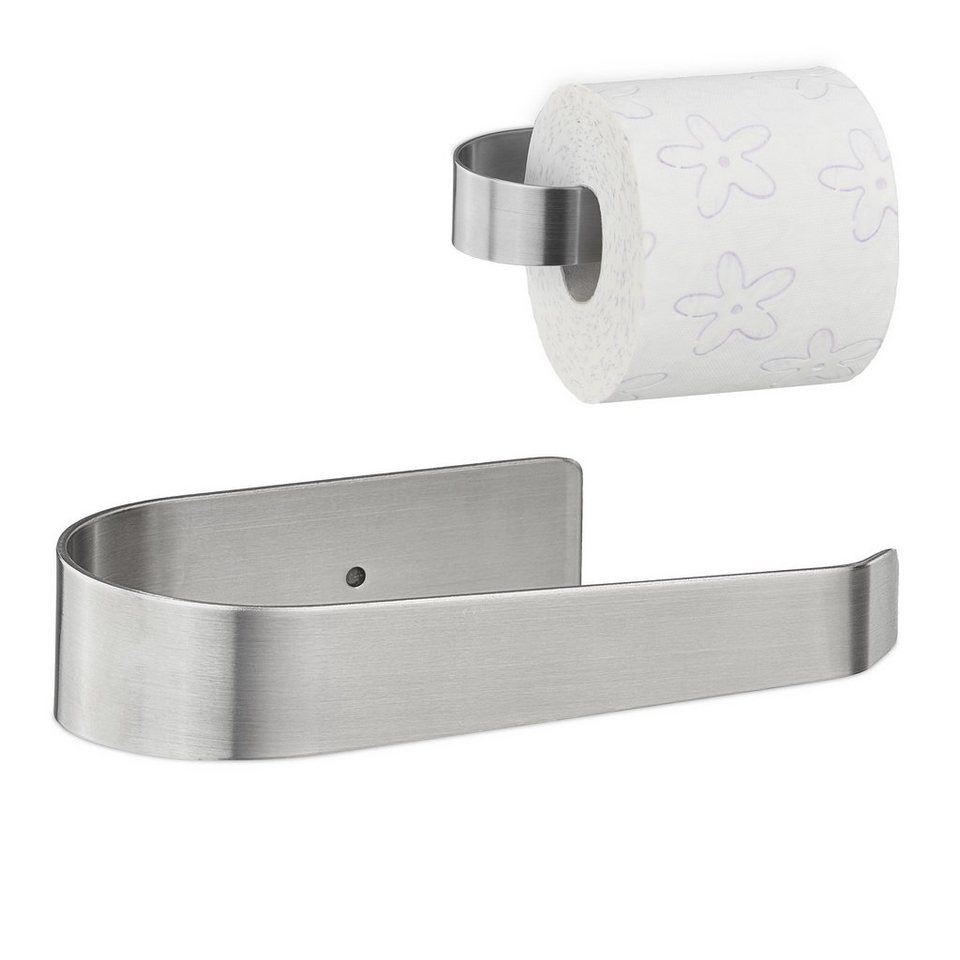 relaxdays Toilettenpapierhalter Toilettenpapierhalter aus Edelstahl