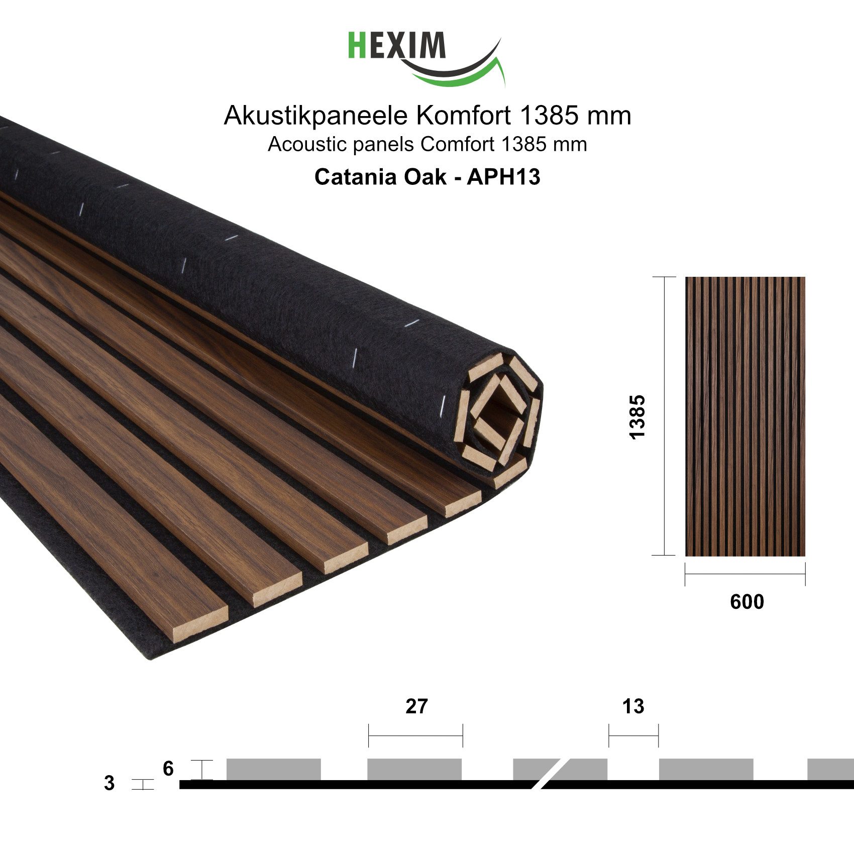 Hexim Wanddekoobjekt APH13 (Akustikpaneele 138,5x60cm Holz Comfort - flexib günstig online kaufen