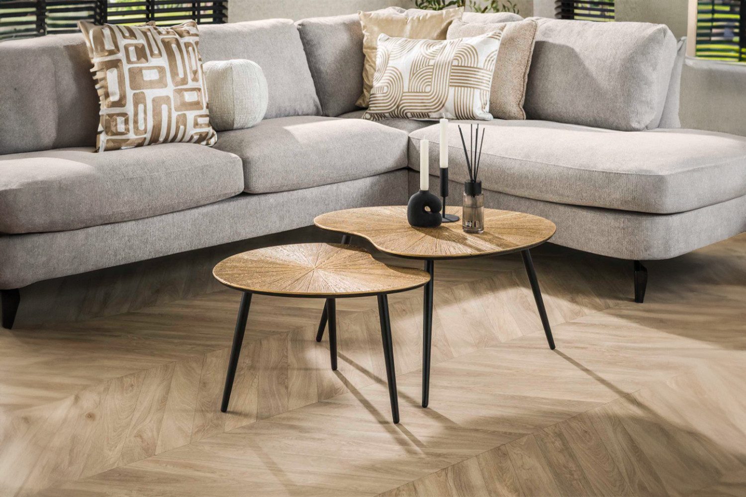 KAWOLA Couchtisch TIBALI (Set, 2-St), Metall bronze nierenförmig