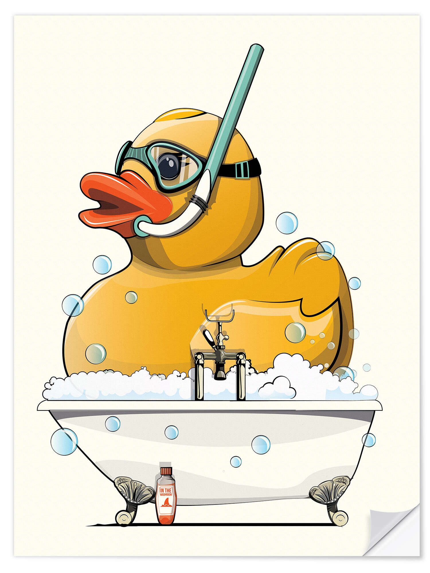 Posterlounge Wandfolie Wyatt9, Quietsche-Entchen in der Badewanne, Badezimmer Illustration